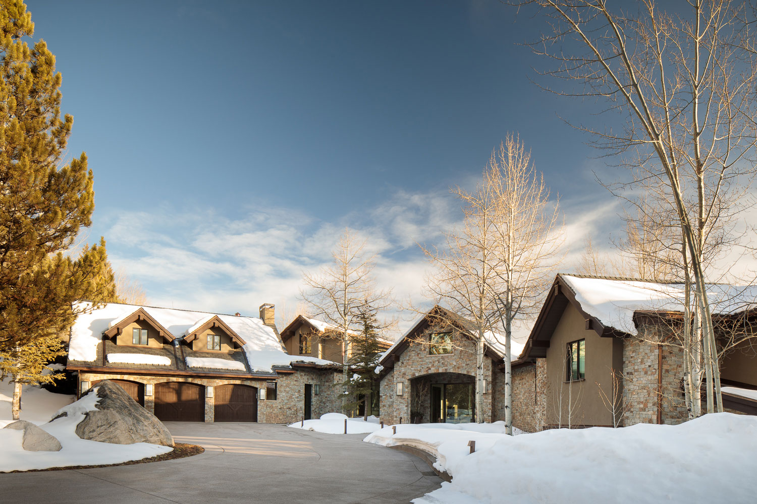 Red Mountain - Exterior facade of Red Mountain vacation home. Interior design by Pembrooke & Ives....