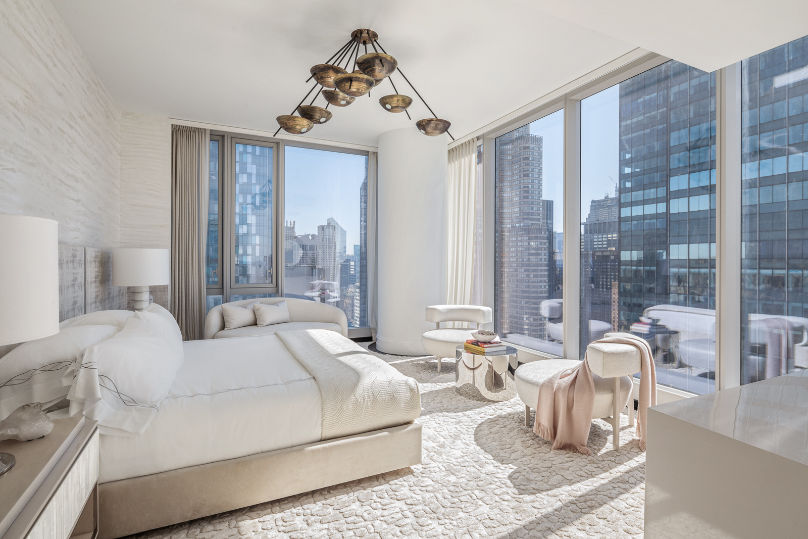 Central Park Tower - Pembrooke & Ives A modern bedroom with neutral tones in New York, NY. Interior...