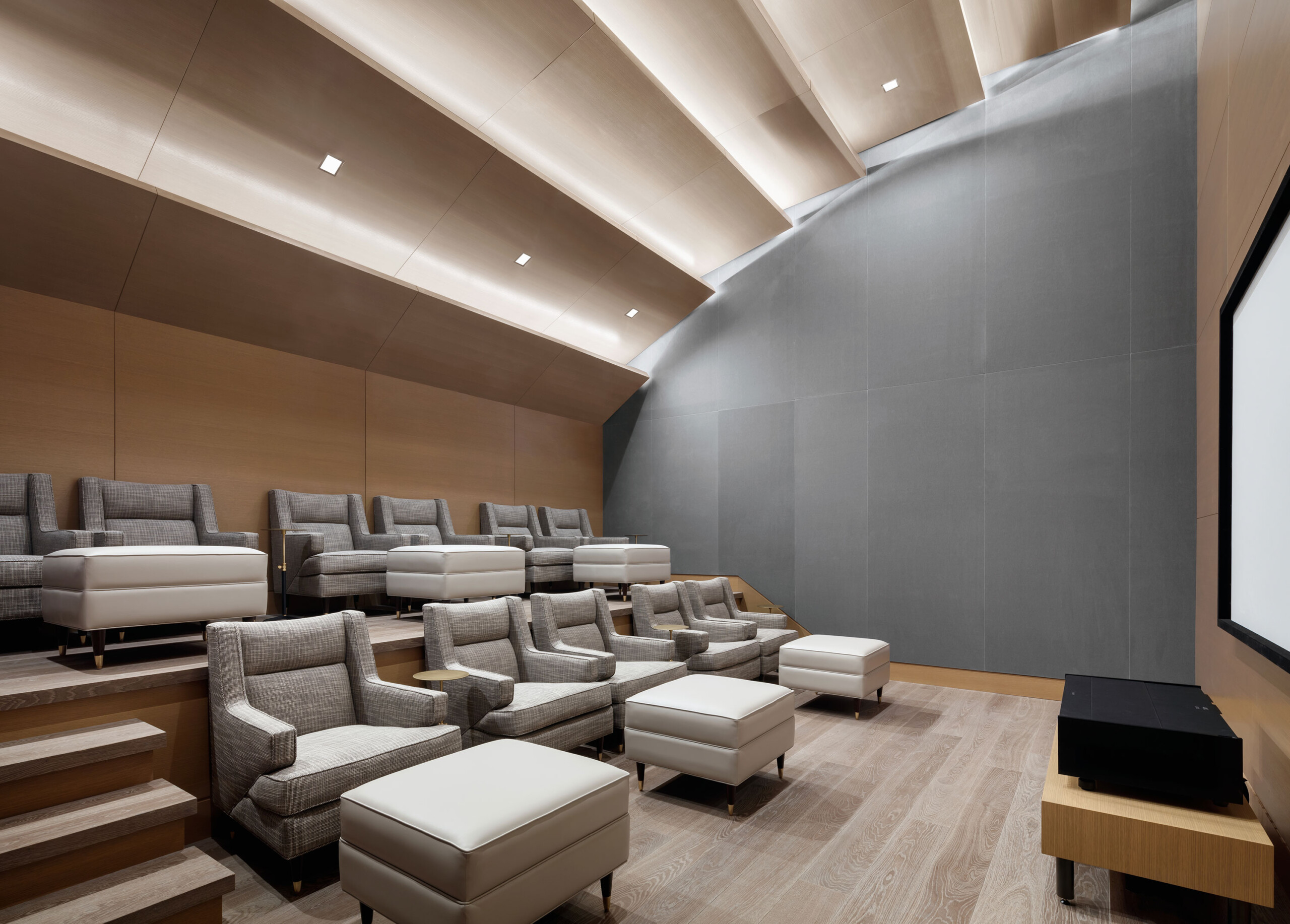 The Park Loggia - Modern luxury movie theater in New York residential building. Interior design...