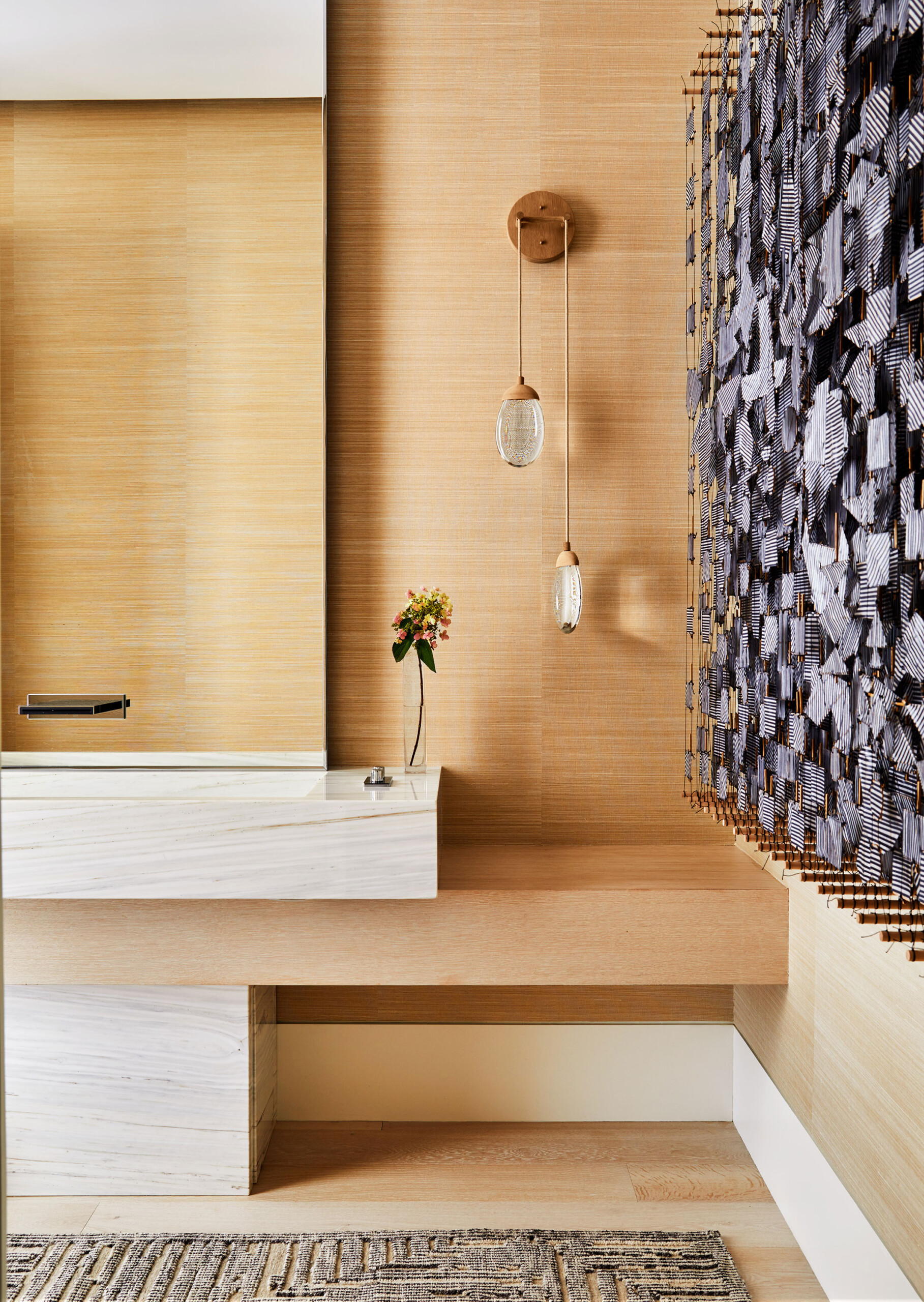 Southampton Estate - Pembrooke & Ives - Wood and stone modern architectural bathroom vanity in...