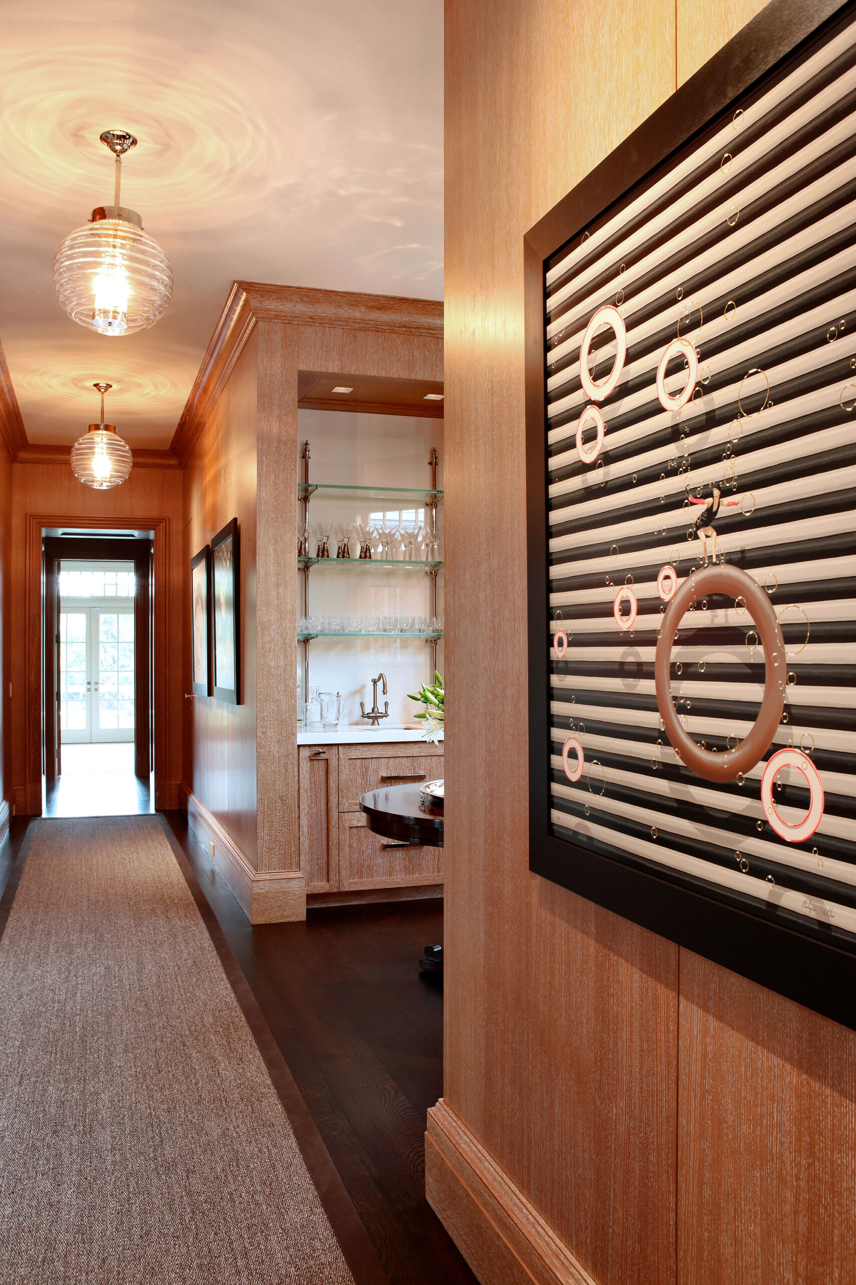 Watermill Cottage - Hallway in transitional home, Watermill Cottage in Long Island, NY. Interior...