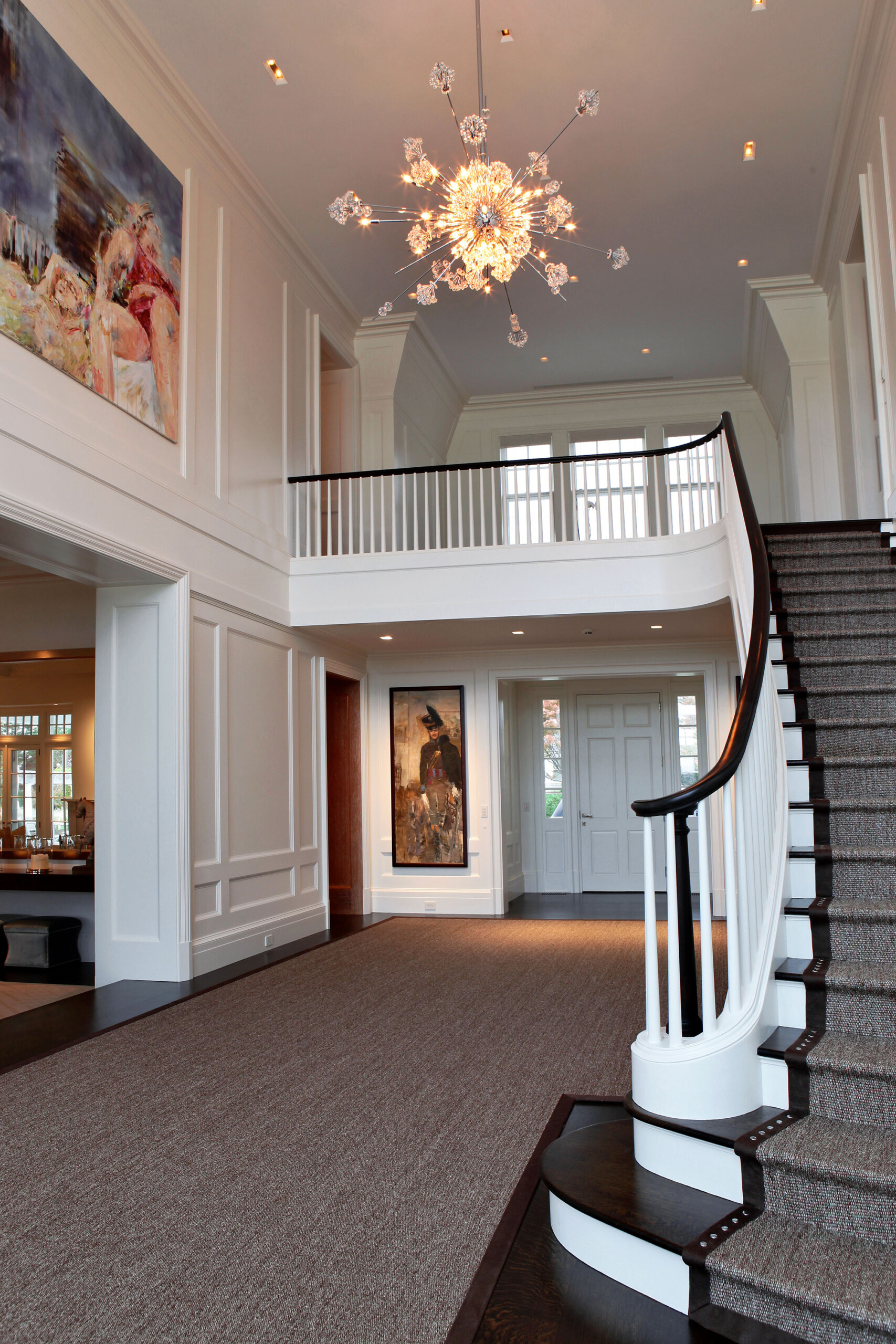 Watermill Cottage - Entryway staircase and foyer of Watermill Cottage in Long Island, NY. Luxury...