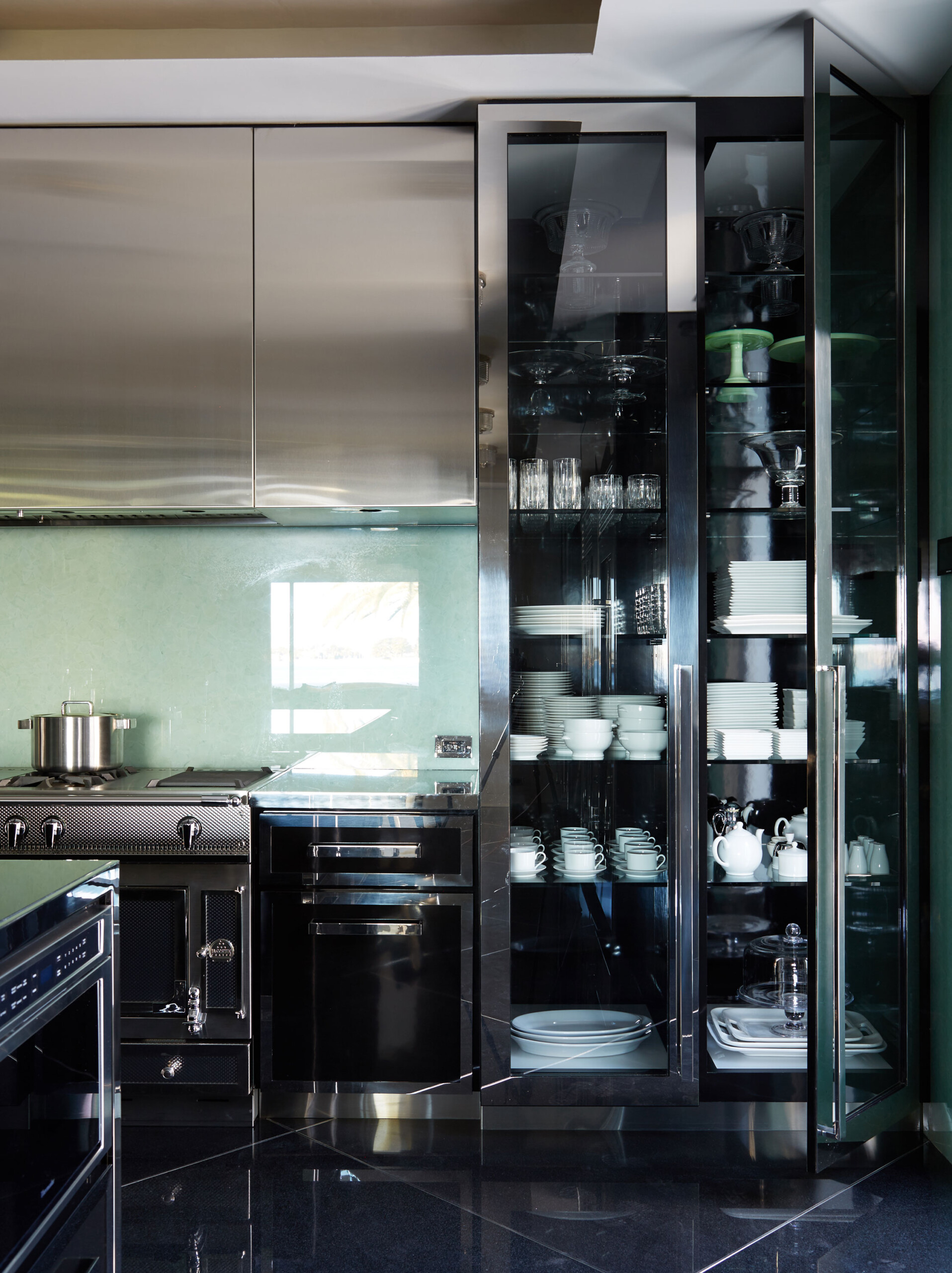 Historic West Palm Beach - Kitchen details of West Palm Beach luxury home with chrome and stainless...