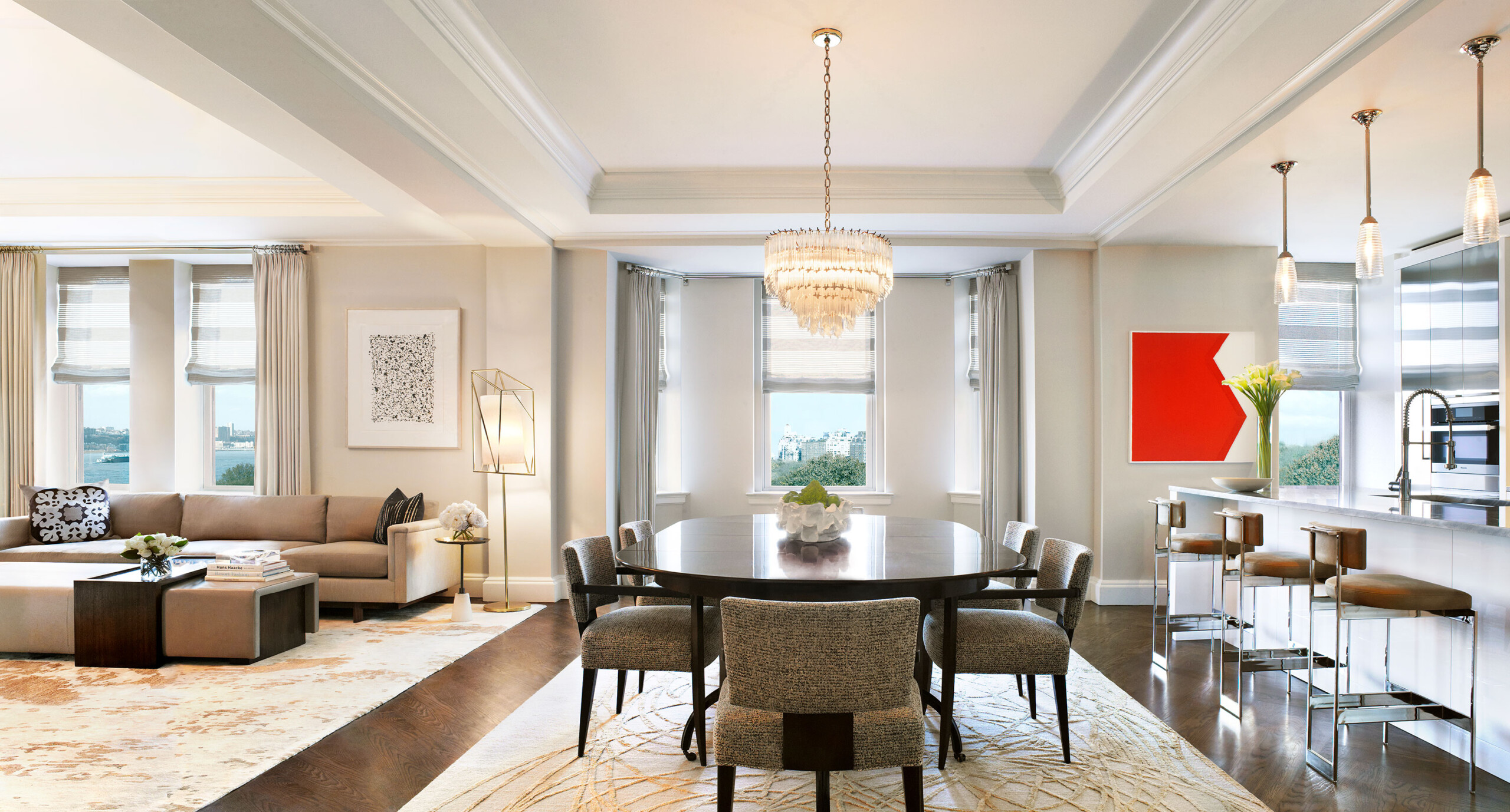 The Chatsworth - Open layout for New York luxury residence. Modern dining room and living room....