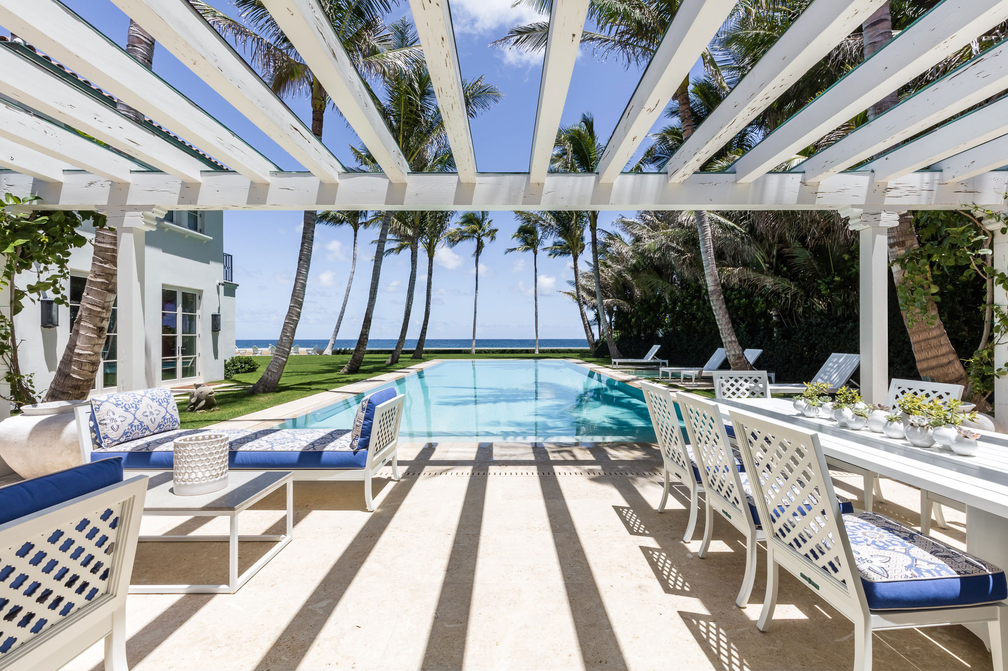 Ocean-front Compound - Exterior pool area with seating for ocean-front coastal luxury compound....