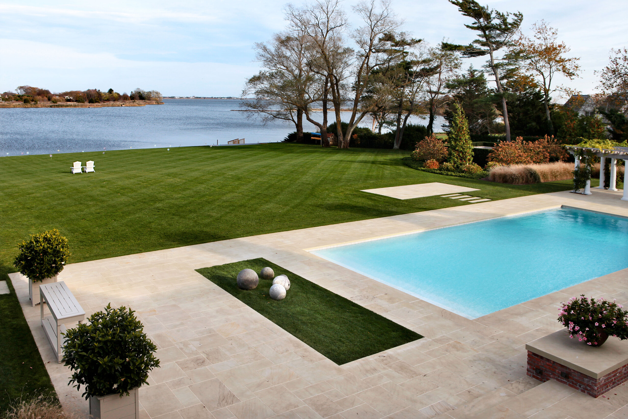 Watermill Cottage - Exterior patio of Watermill Cottage in Long Island, NY. Design by Pembrooke...