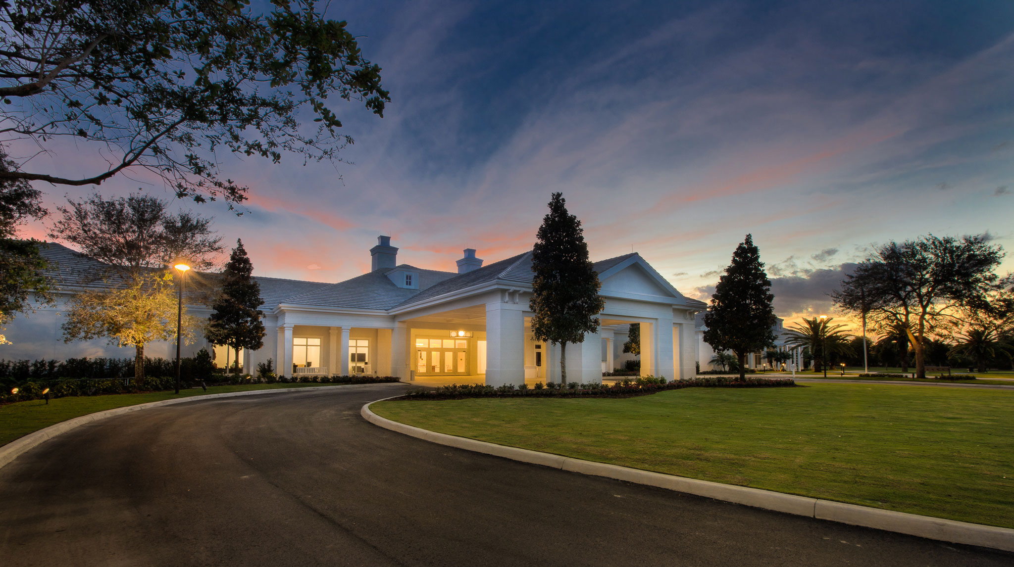 High Ridge Country Club - Front entryway of modern country club. Hospitality design by Pembrooke...