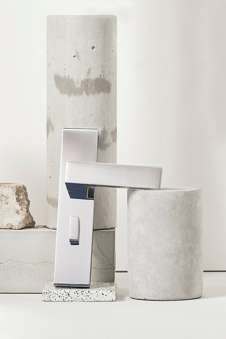 Hamilton Sinkler X Pembrooke & Ives custom modern chrome door handle hardware. Designed by Pembrooke...