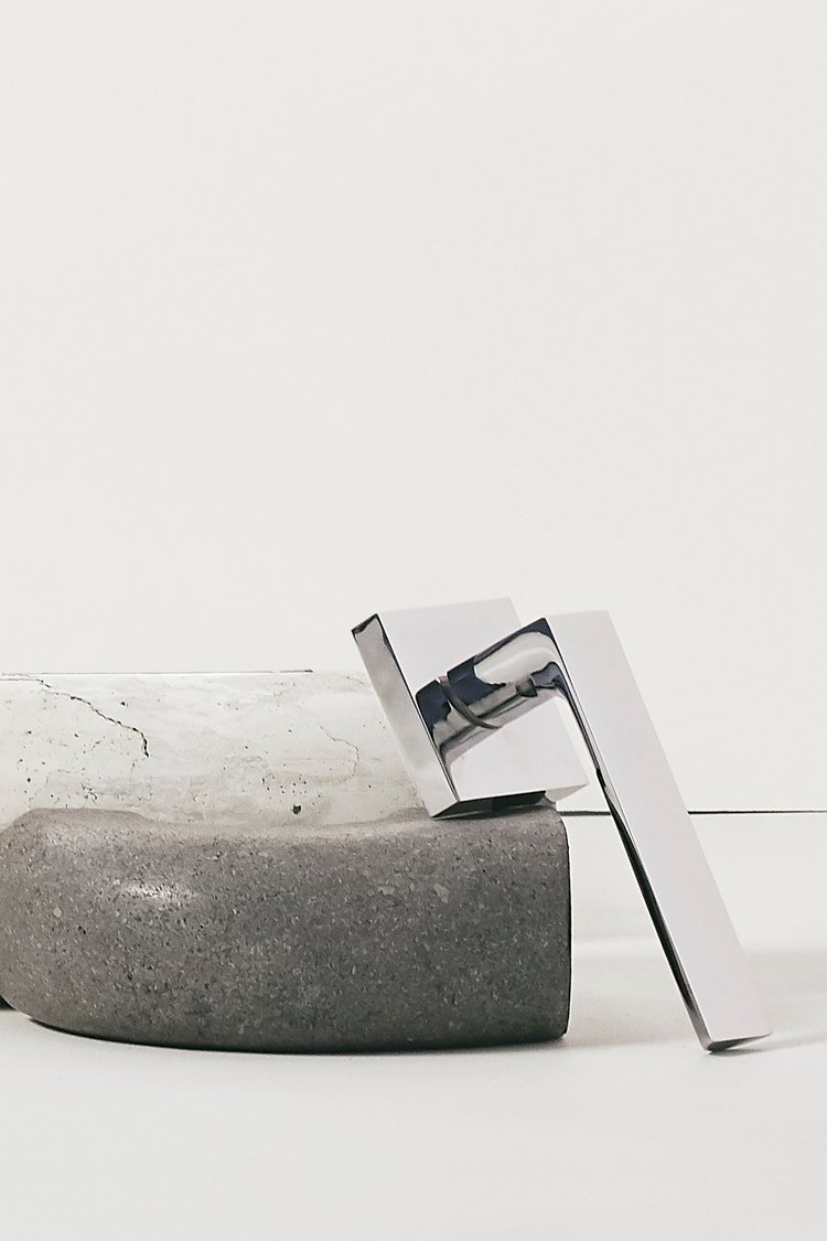 Hamilton Sinkler X Pembrooke & Ives custom modern chrome door handle hardware. Designed by Pembrooke...