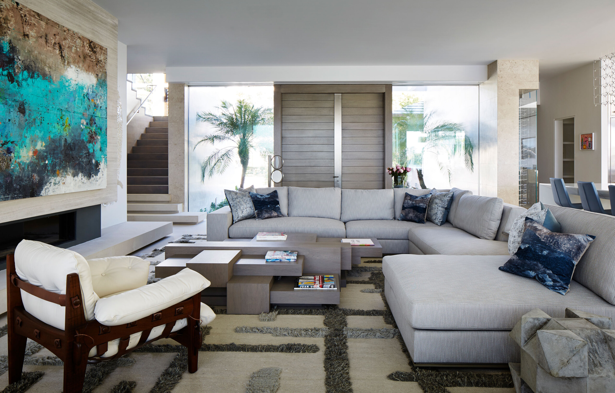 Lost Tree Way - Modern Palm Beach, FL home with contemporary art and neutral tones. Interior design...