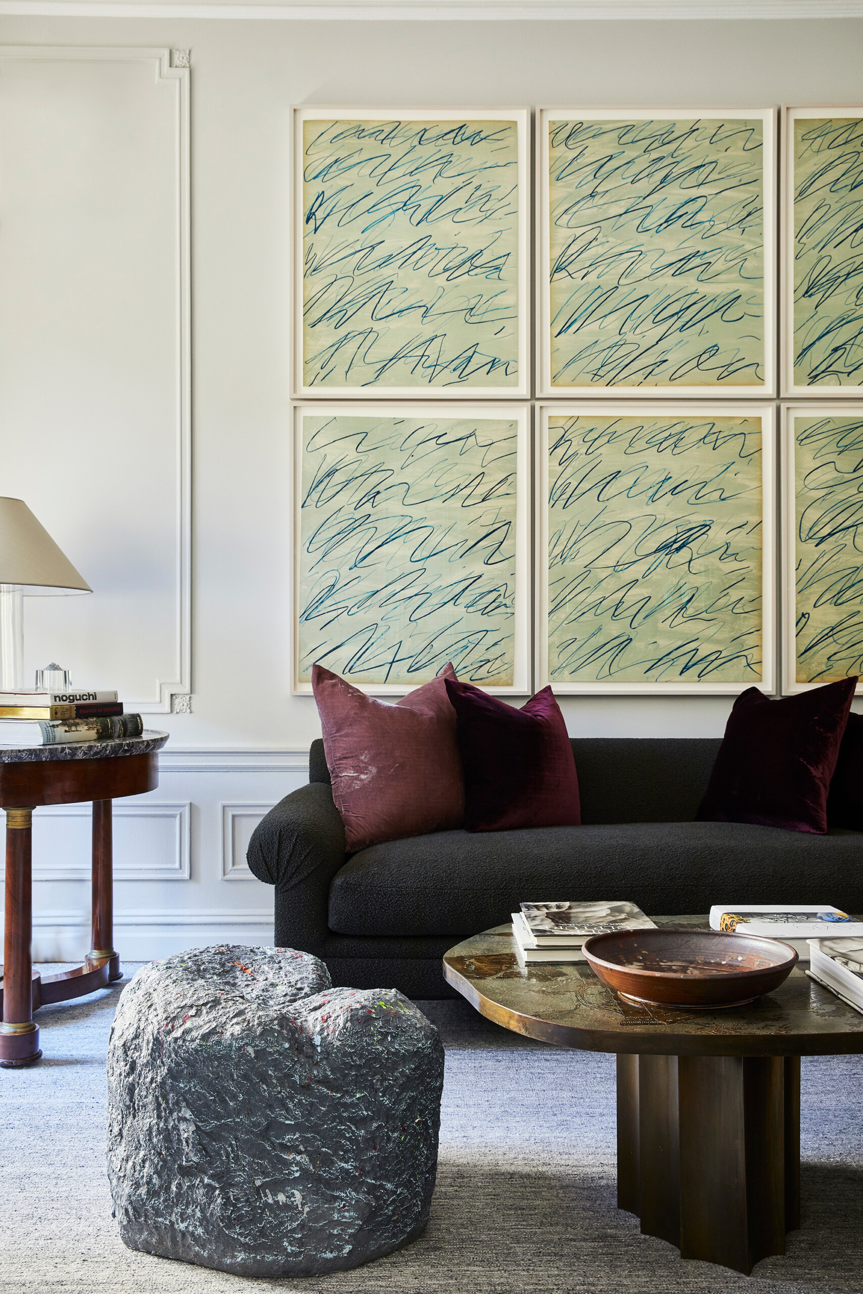 West Side Elegance - Pembrooke & Ives - West Side living room with vintage coffee table, modern...