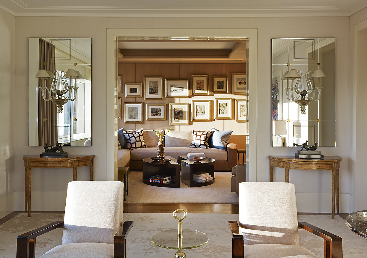 Classical Park Avenue - Luxe living room on Park Avenue with lounge area, gallery wall art, and...