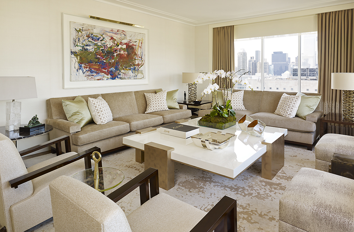 Neutral living room designed by Pembrooke & Ives.