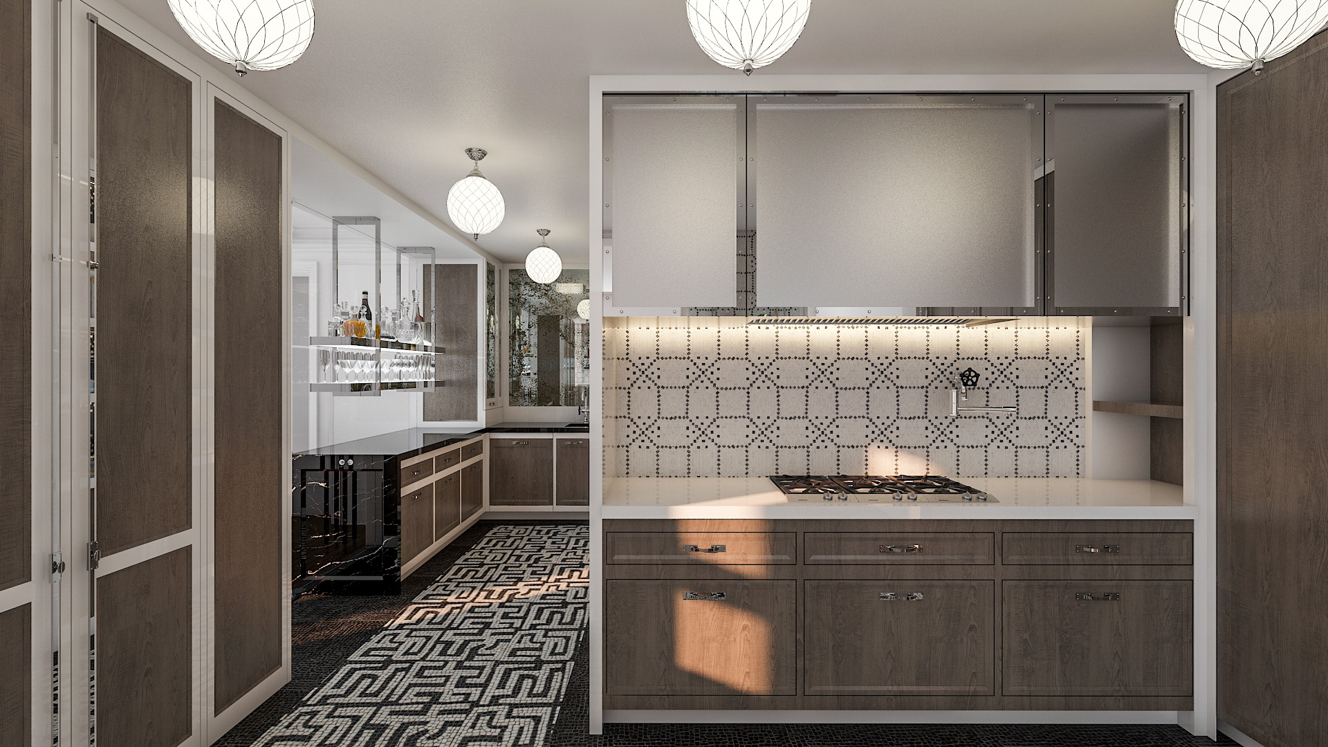 Uptown Eclectic Kitchen, Interior Design by Pembrooke & Ives, Rendering