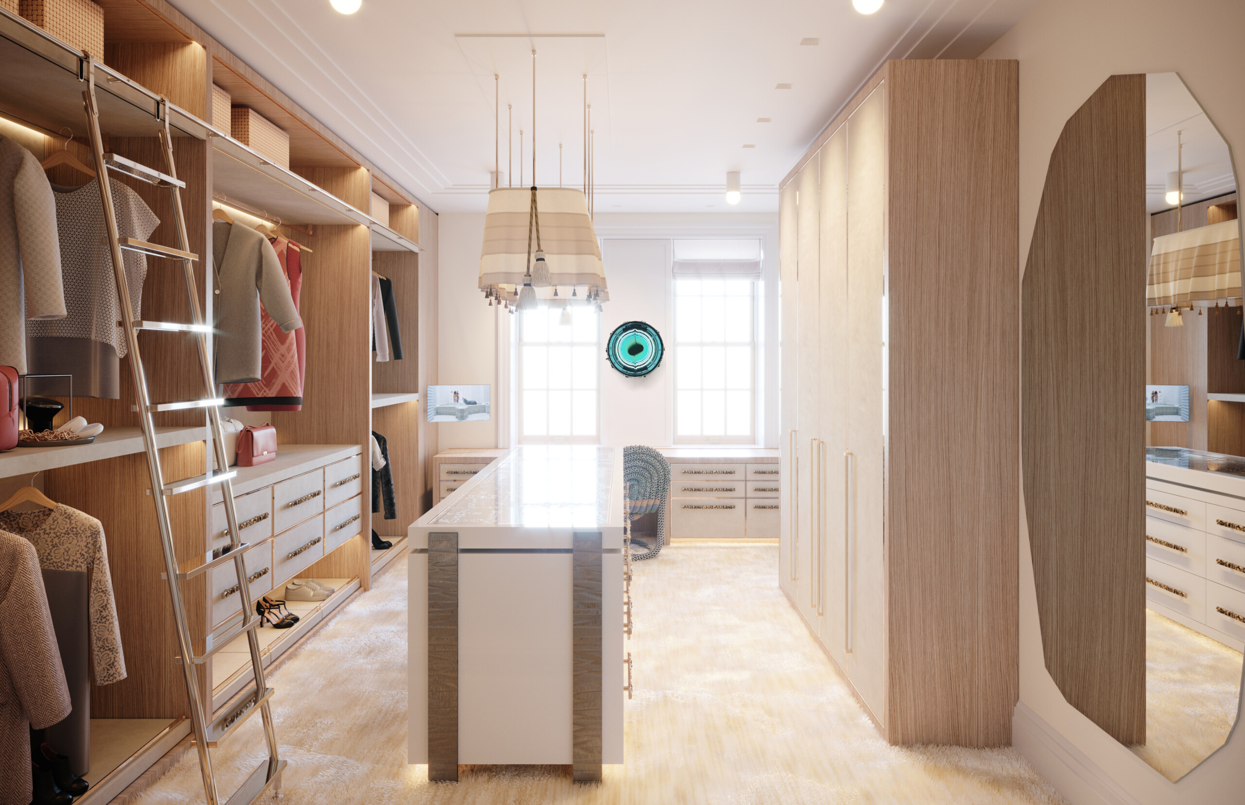 Uptown Eclectic Dressing Room, Interior Design by Pembrooke & Ives, Rendering