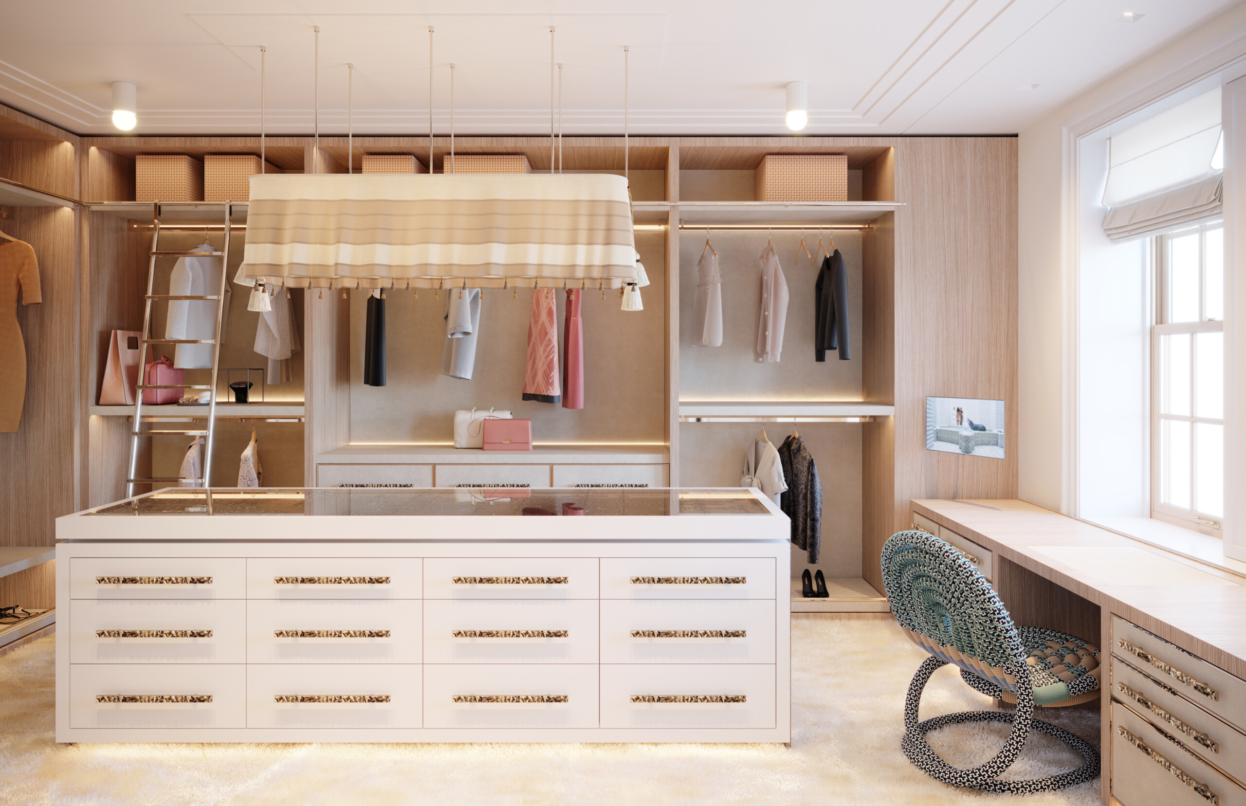 Uptown Eclectic Dressing Room, Interior Design by Pembrooke & Ives, Rendering