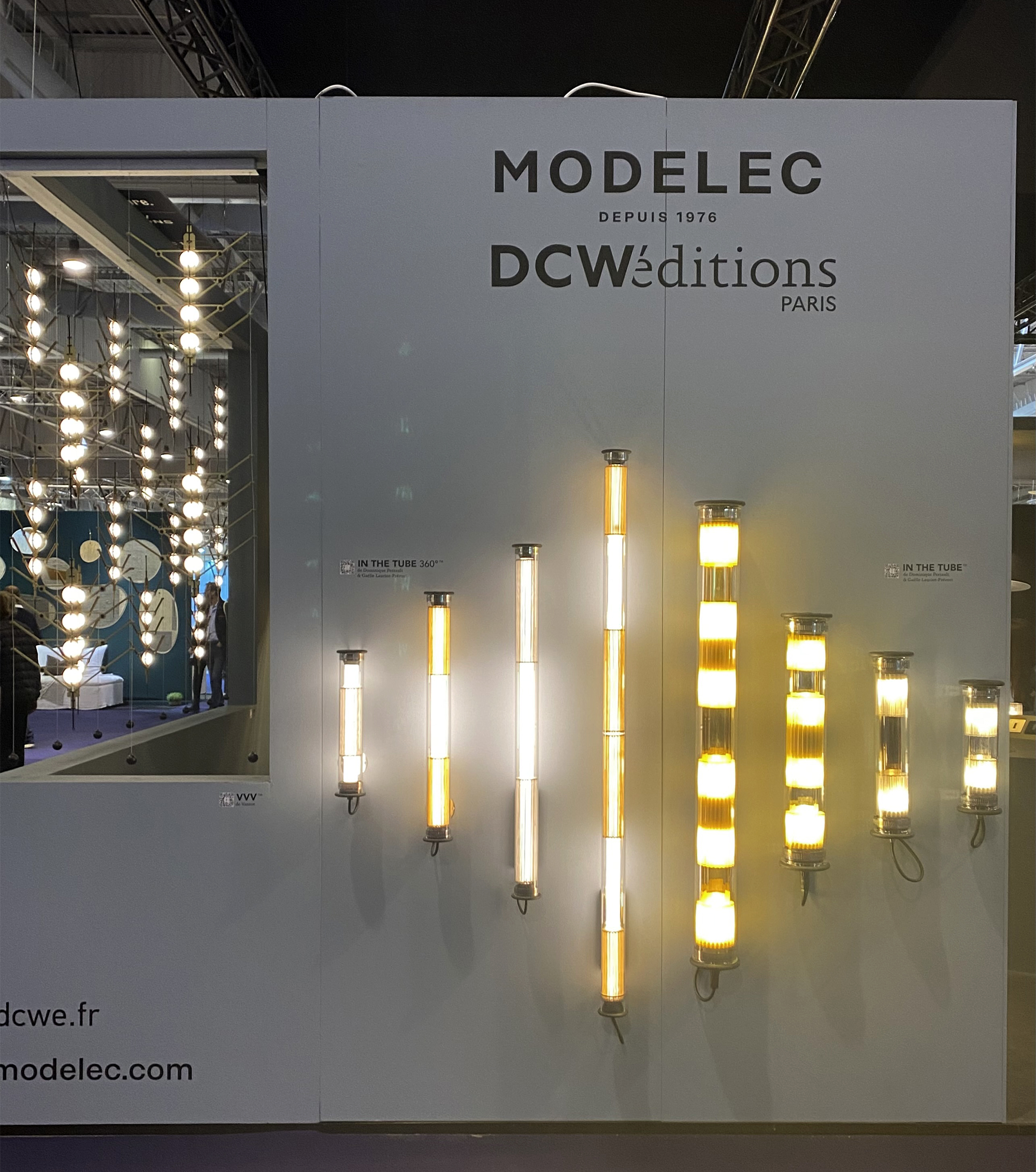 Modelec DCW showcase at the Maison & Objet in Paris. Captured by Pembrooke & Ives. Tube lights