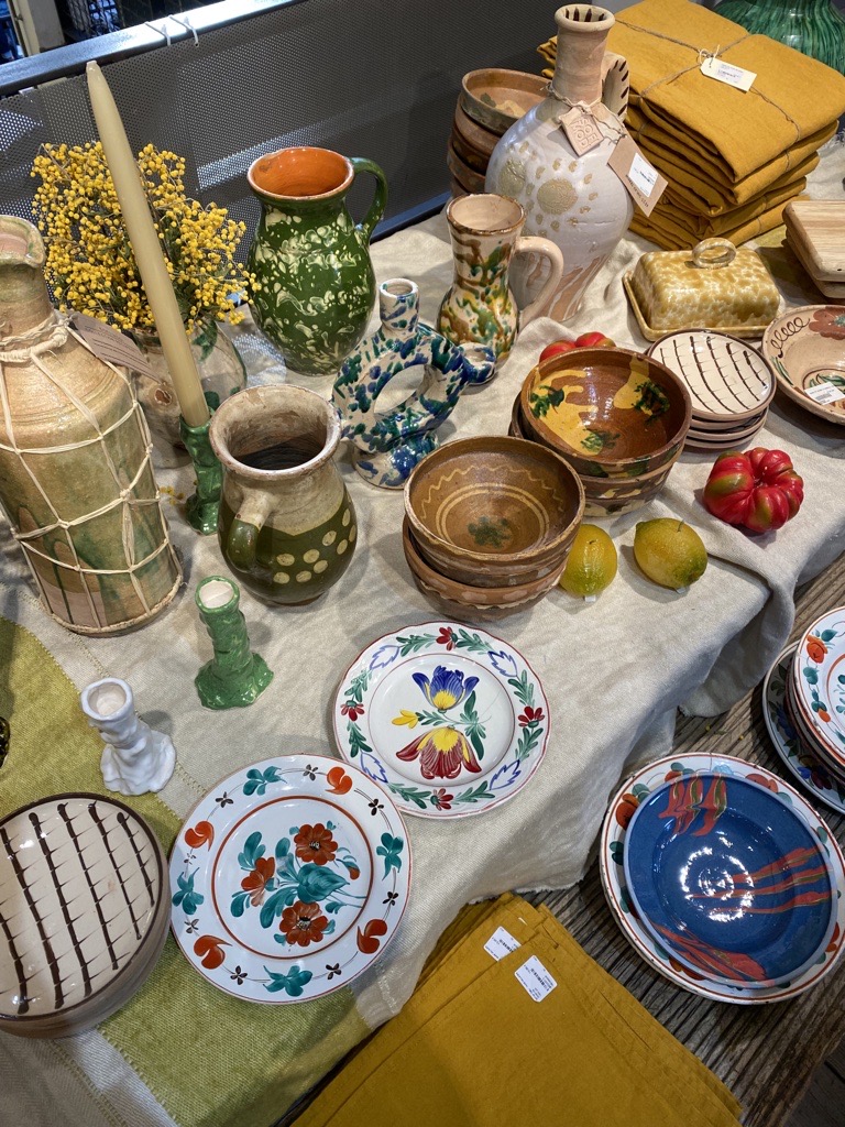 Spanish inspired plated and bowls by Merci. Plate shop in Paris. Colorful culinary