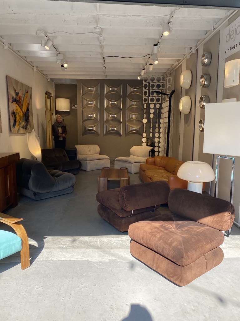 Retro sofas in Paris, colorful, viral furniture