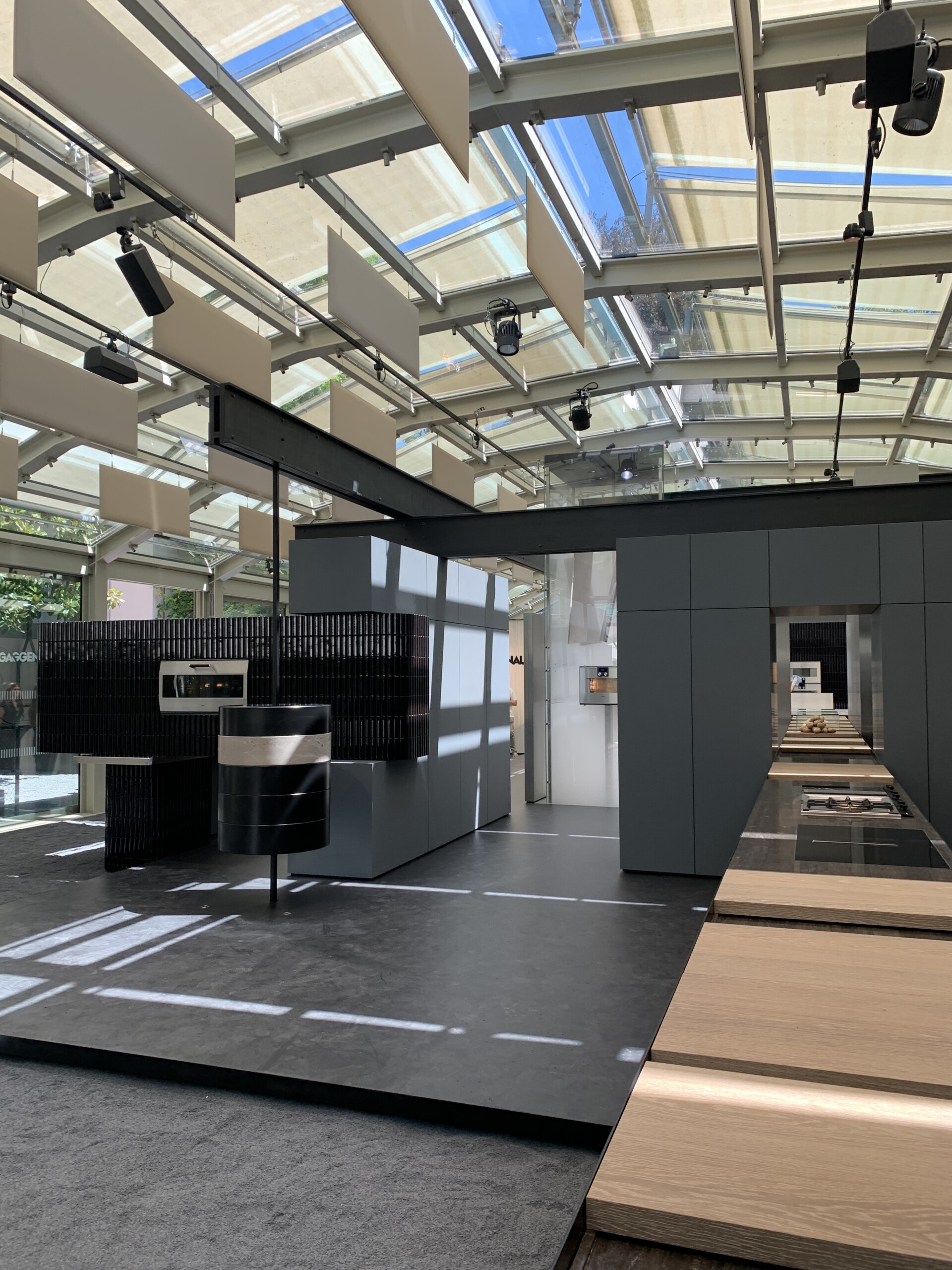 Salone del Mobile 2022, Gagenau features their Geometric table with triangle legs. with black and...