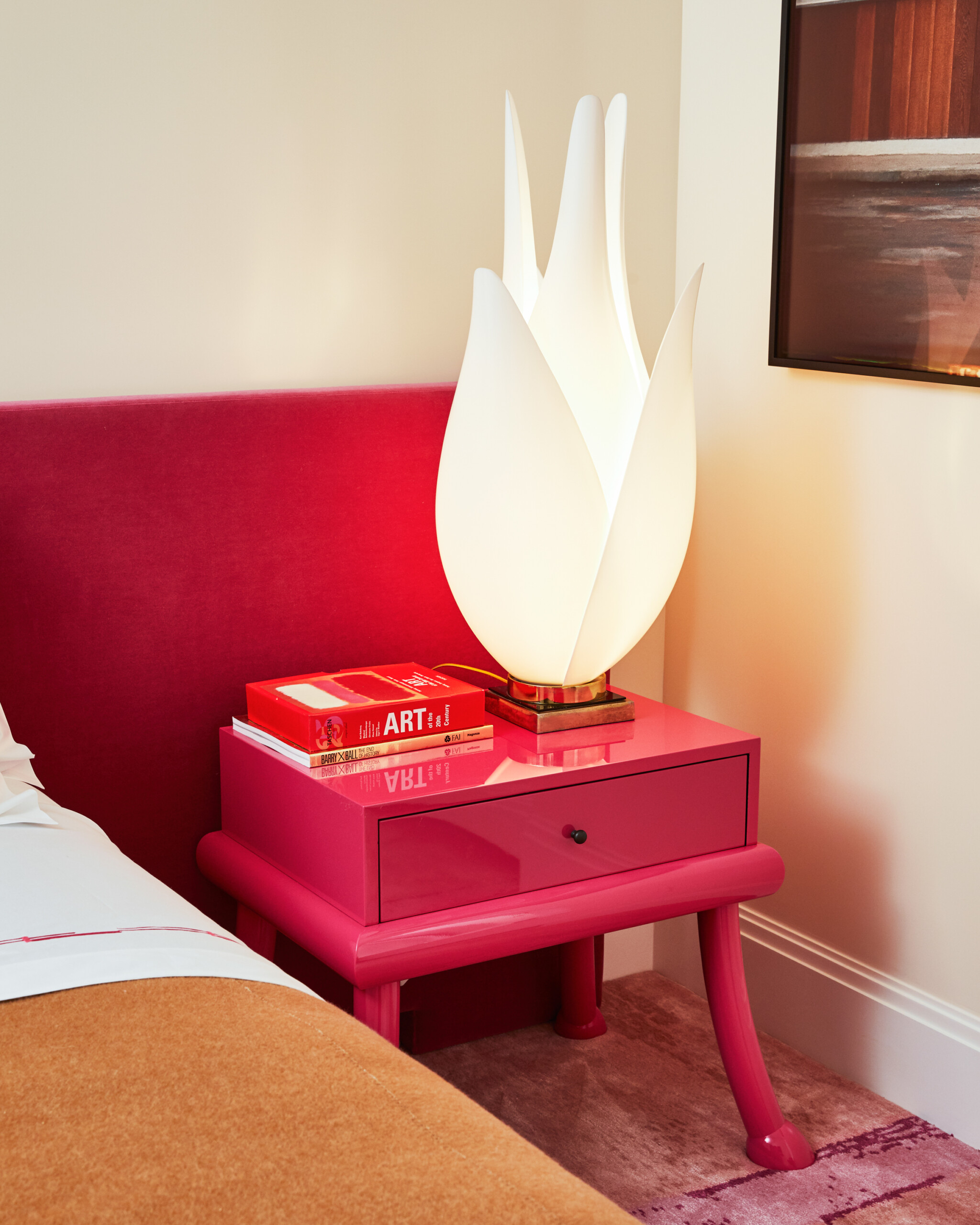 Colorful Collector's Abode, Guest Bedside Table, Photography by Genevieve Garruppo