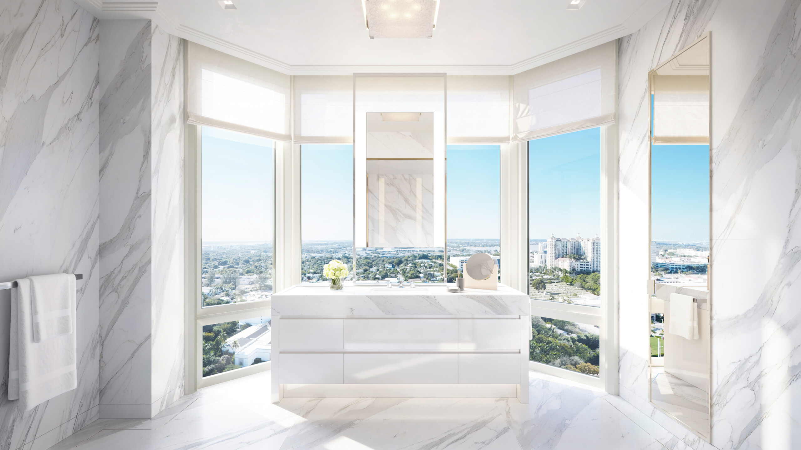 South Flagler House, Bathroom, Rendering by The Boundary with Noe & Associates