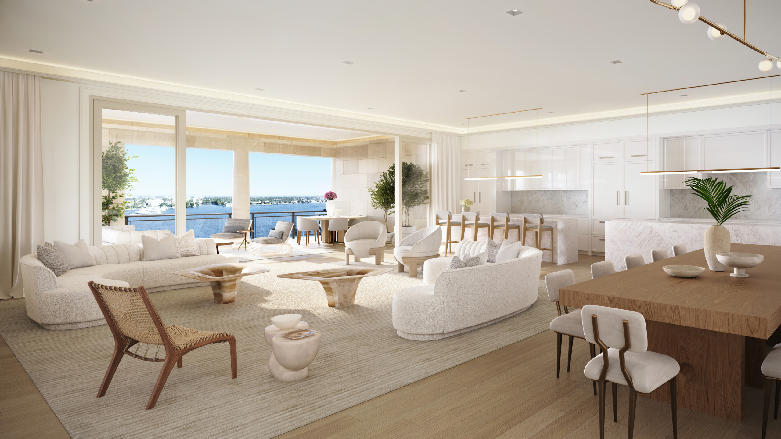 South Flagler House, Living Room, Rendering by The Boundary with Noe & Associates