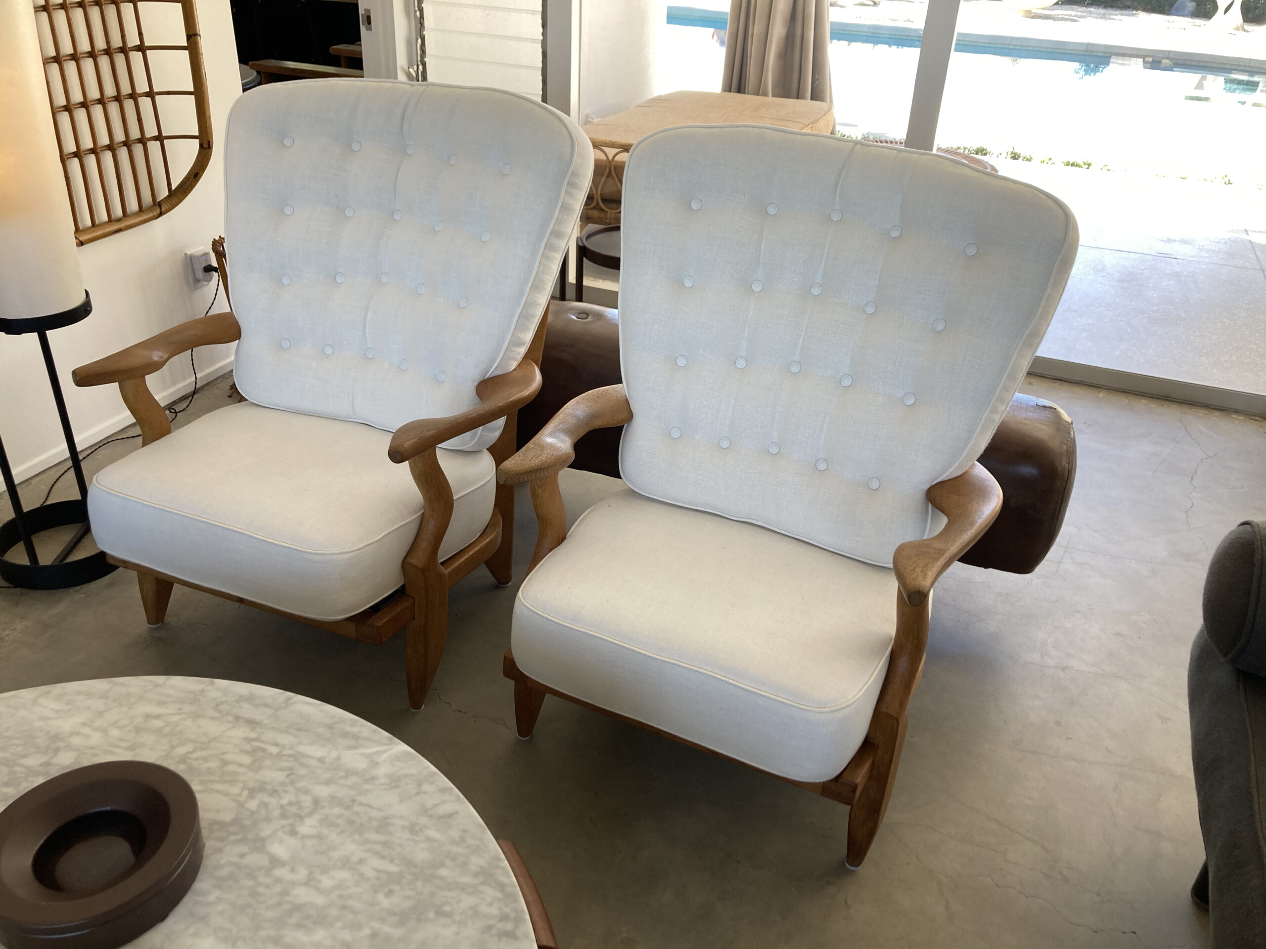 Wooden frame chairs with cream cushions in Orange Furniture, Antiques in Los Angeles