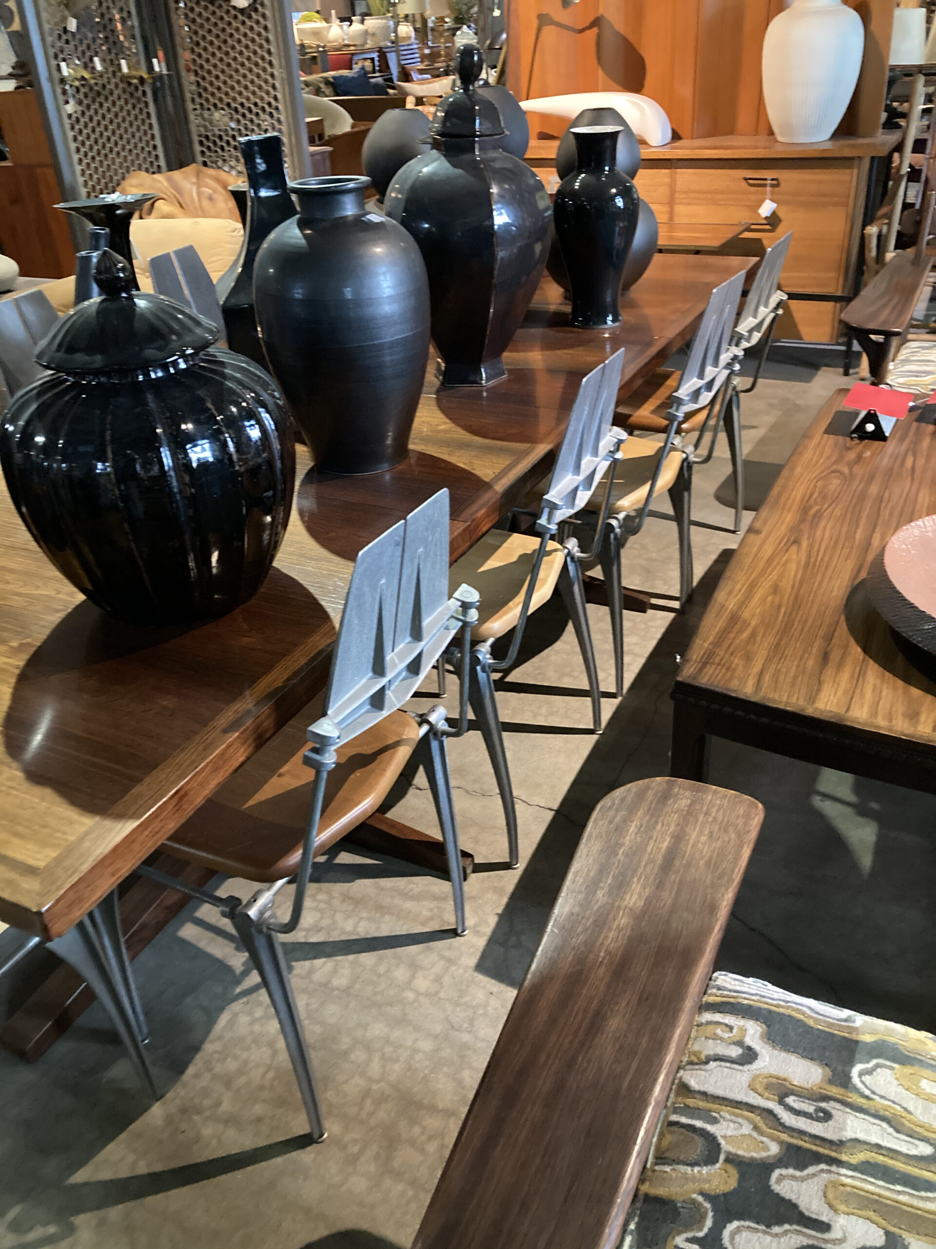 dining chairs with metal frames by JF Chen featured in Antiques in Los Angeles