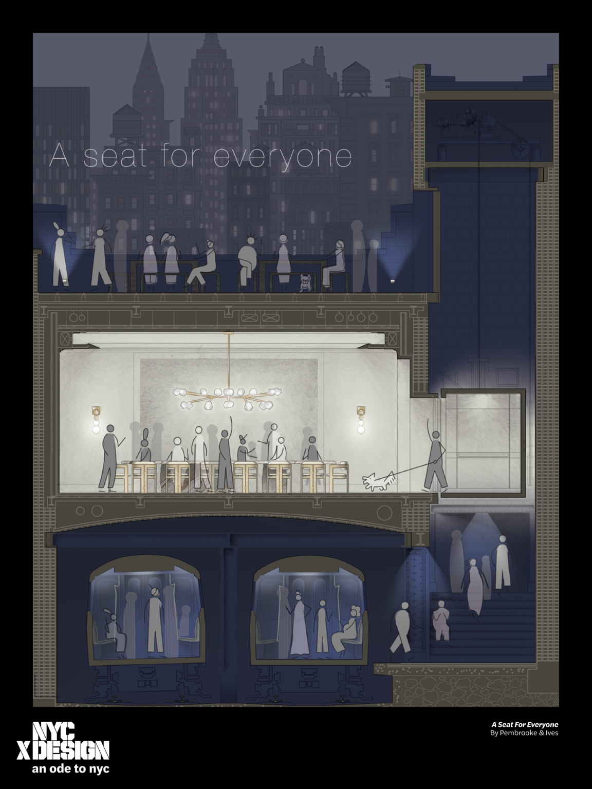 NYC X Design Poster created by Pembrooke and Ives A Seat for Everyone illustration