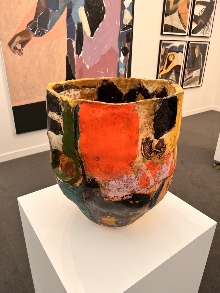 Roger Herman multicolor vase seen in the Nino Mier Gallery