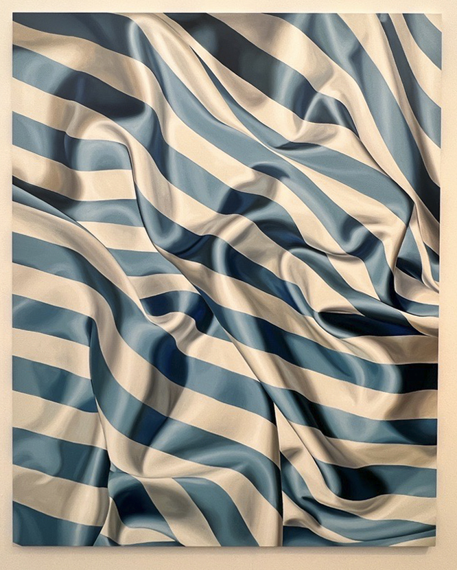 Striped blue and white painted by Patricia, Blue Sleeve