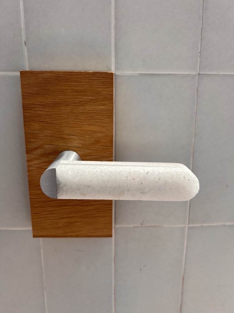 Alcova, Atelier LUMA, white crystal stone door handle from Milan Design Week 2023