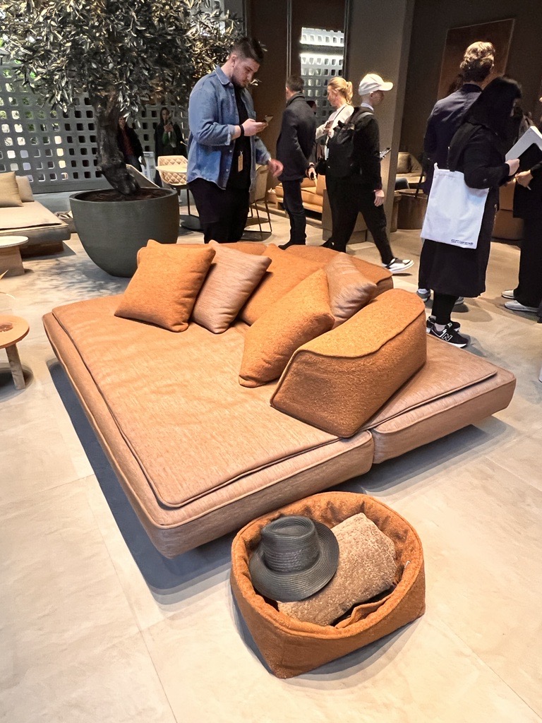 Tacchini, lounge chair brown and orange from Milan Design Week 2023.