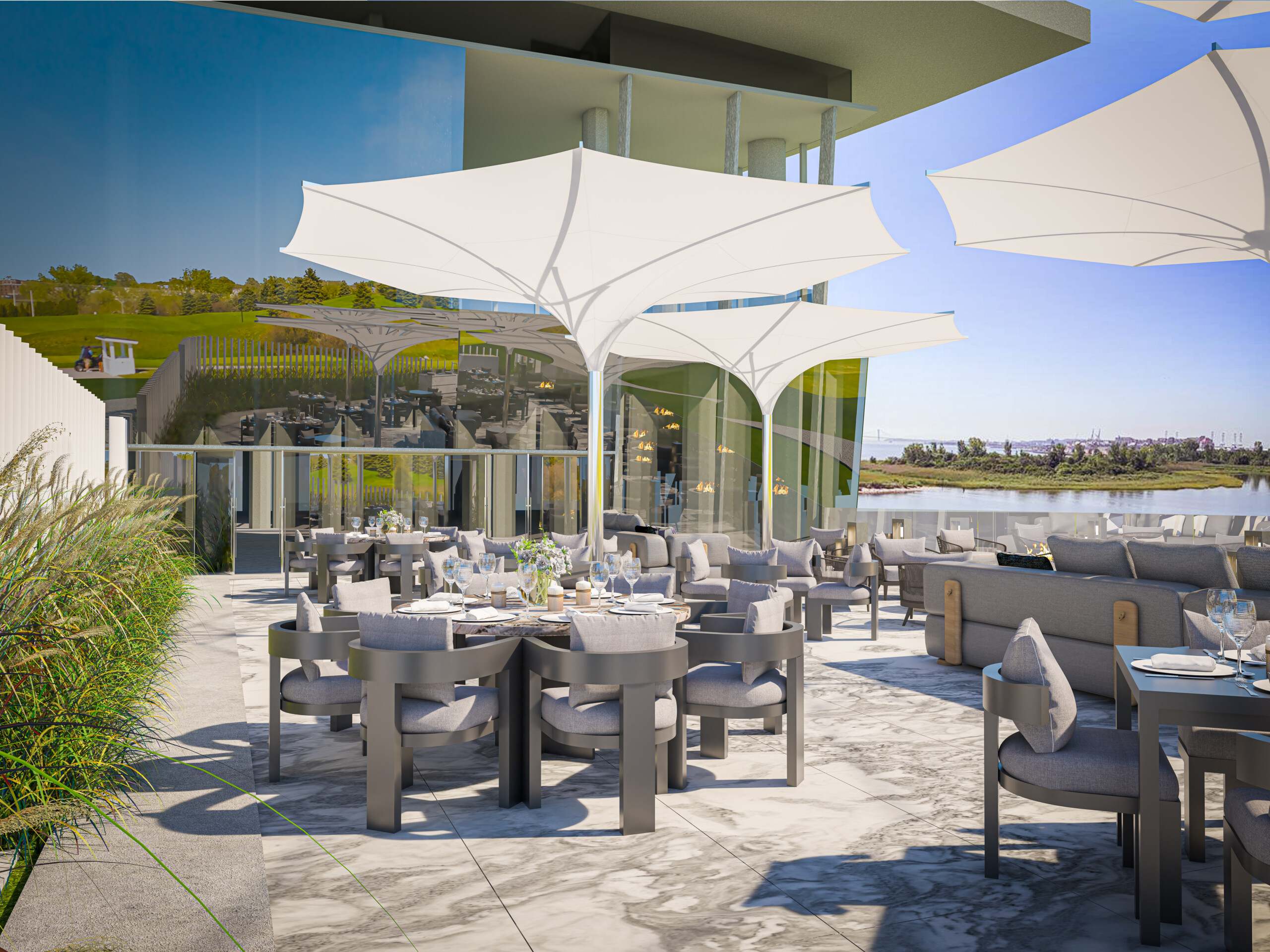 Liberty National Golf Club - Hospitality interior design by Pembrooke & Ives, Rendering of President's...