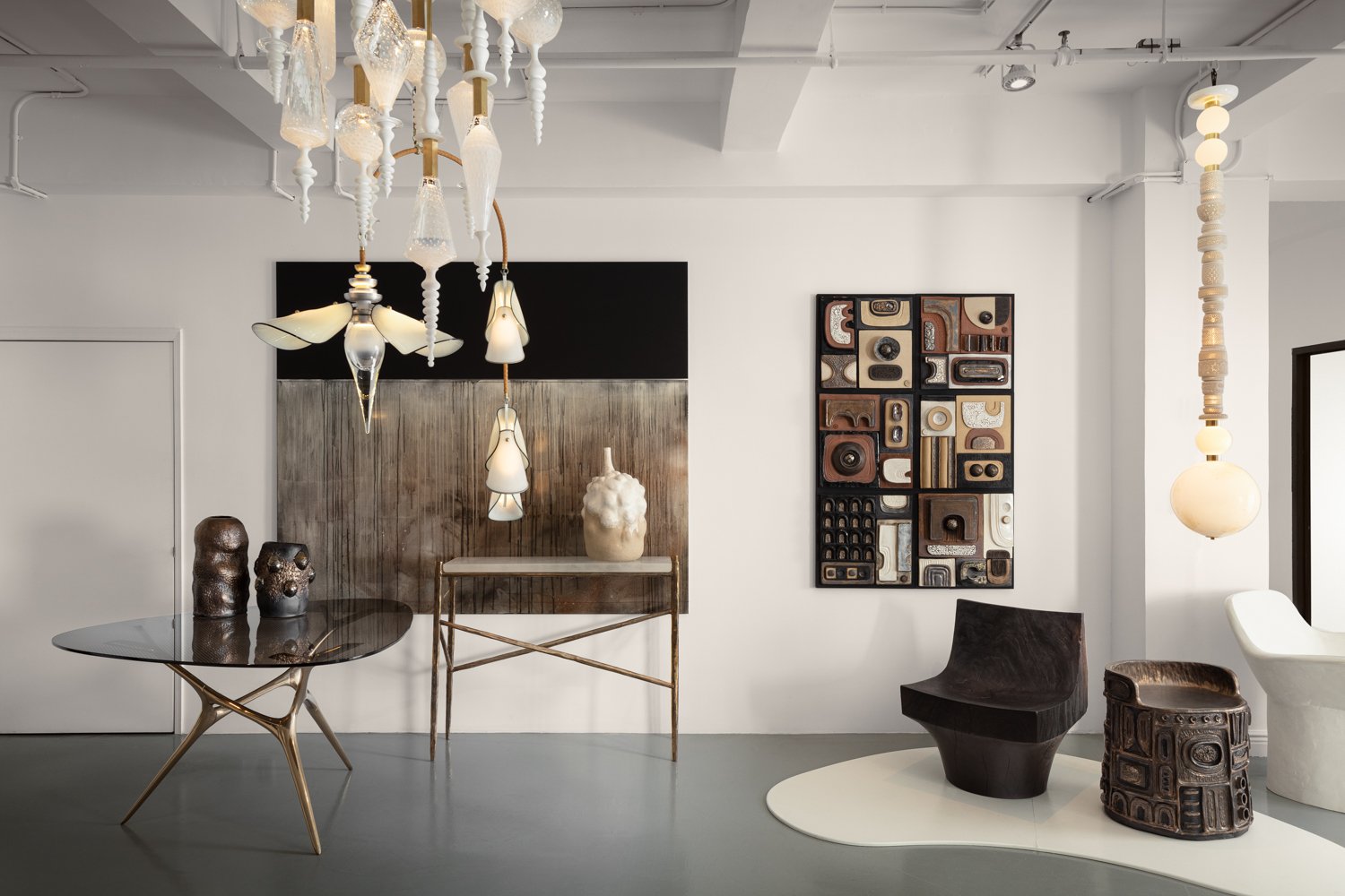 Wexler Gallery Showroom, NYDC, organic shaped, brass vases