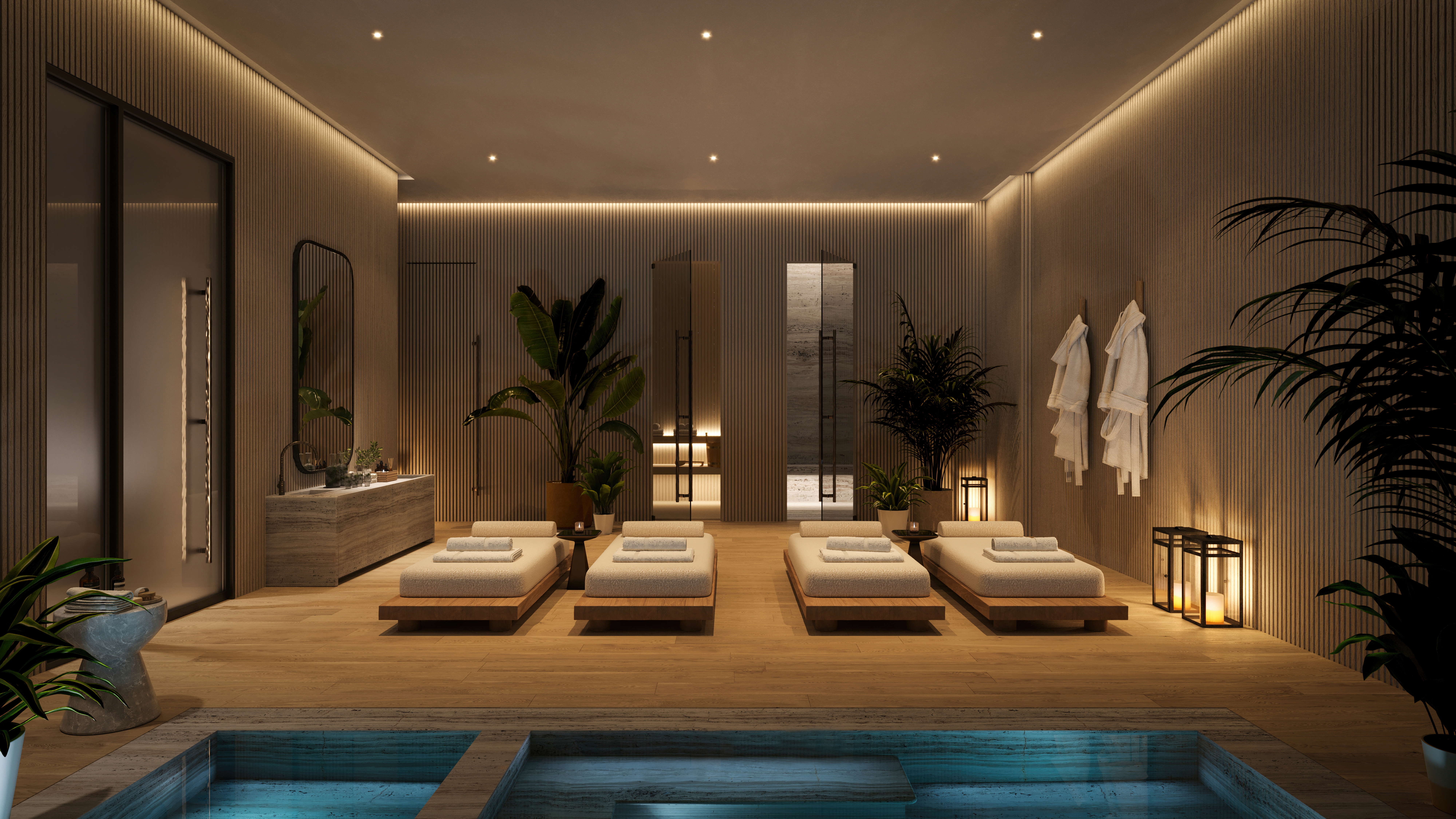 South Flagler House spa, with hot tub and cold plunge.