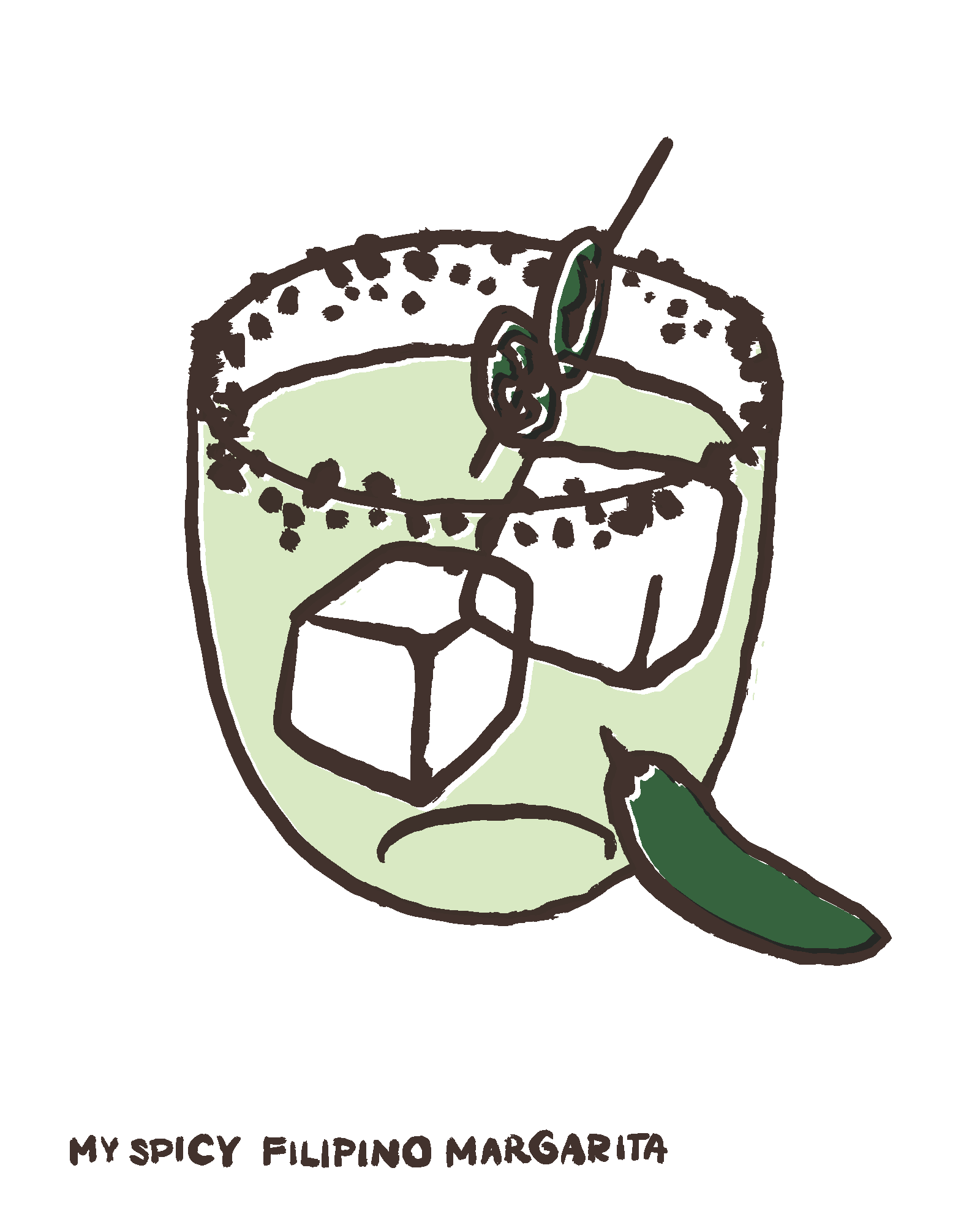 Drawing of a spicy margarita by Naomi Otsu