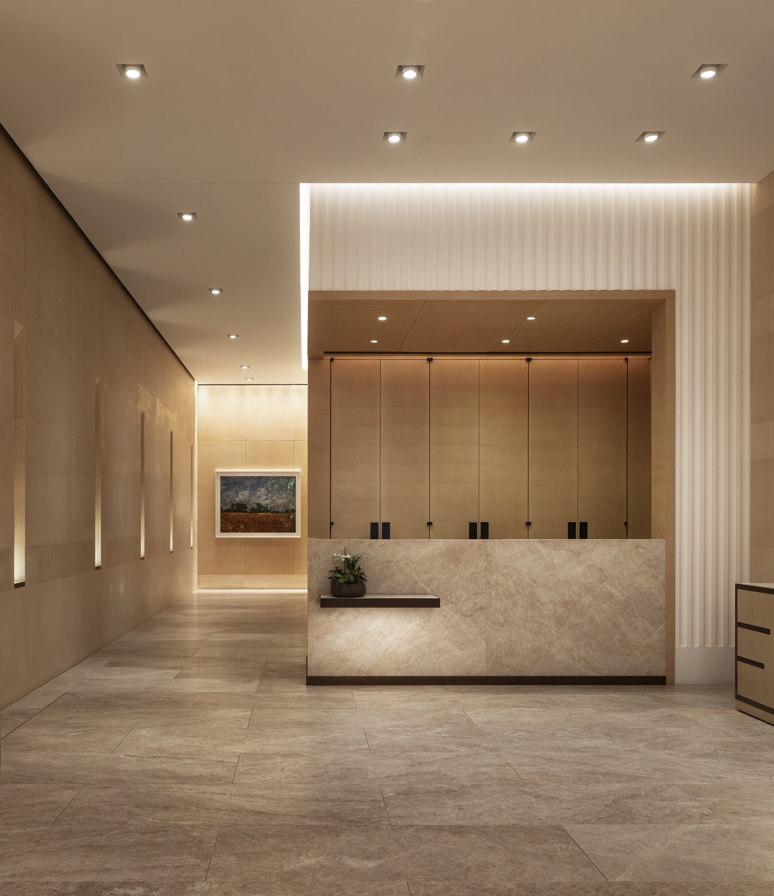 Ritz-Carlton Residences, Lobby reception desk, Interior Design by Pembrooke & Ives, Photo by Matthew...
