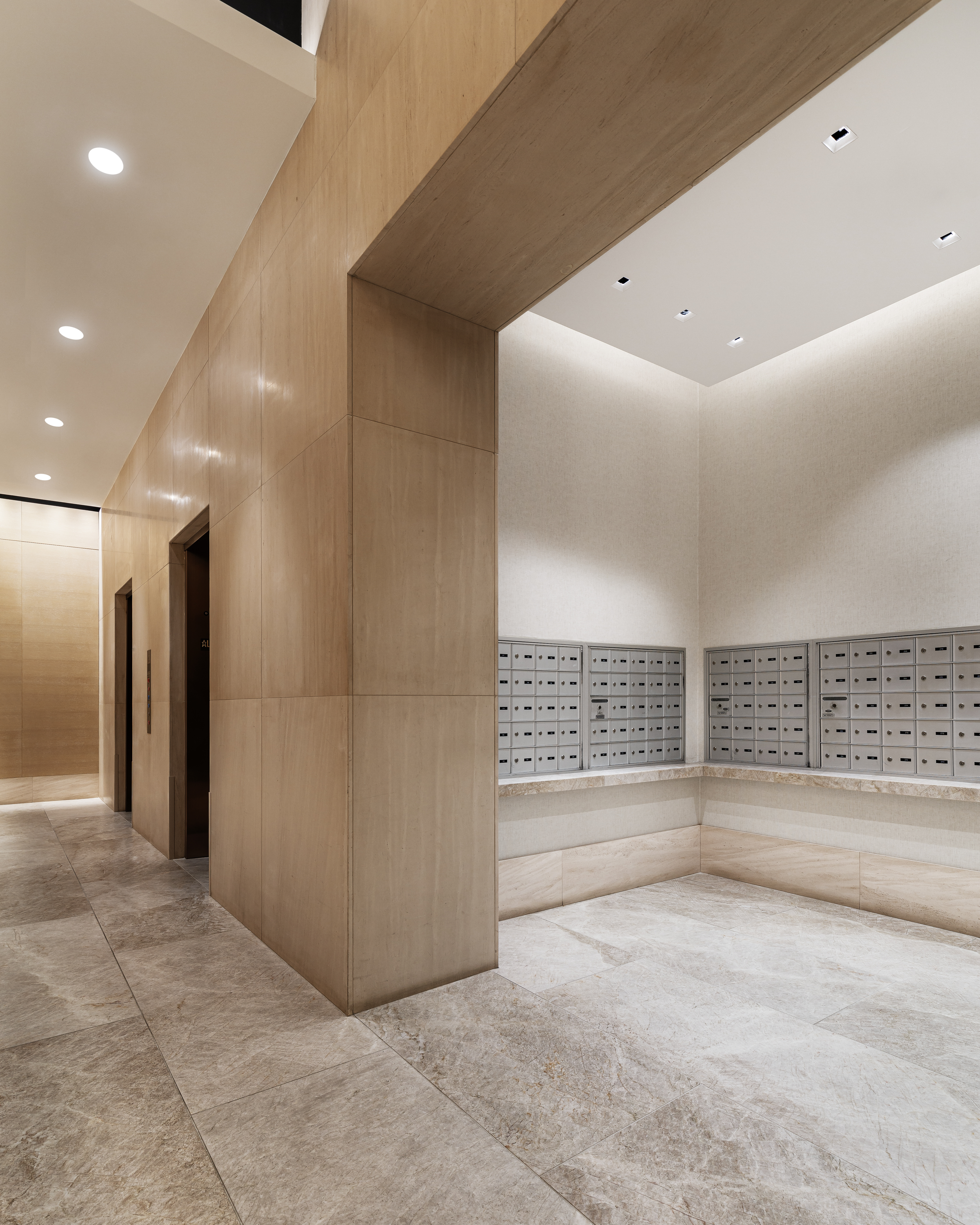 Ritz-Carlton Residences, Mail room, Interior Design by Pembrooke & Ives, Photo by Matthew Delphenich