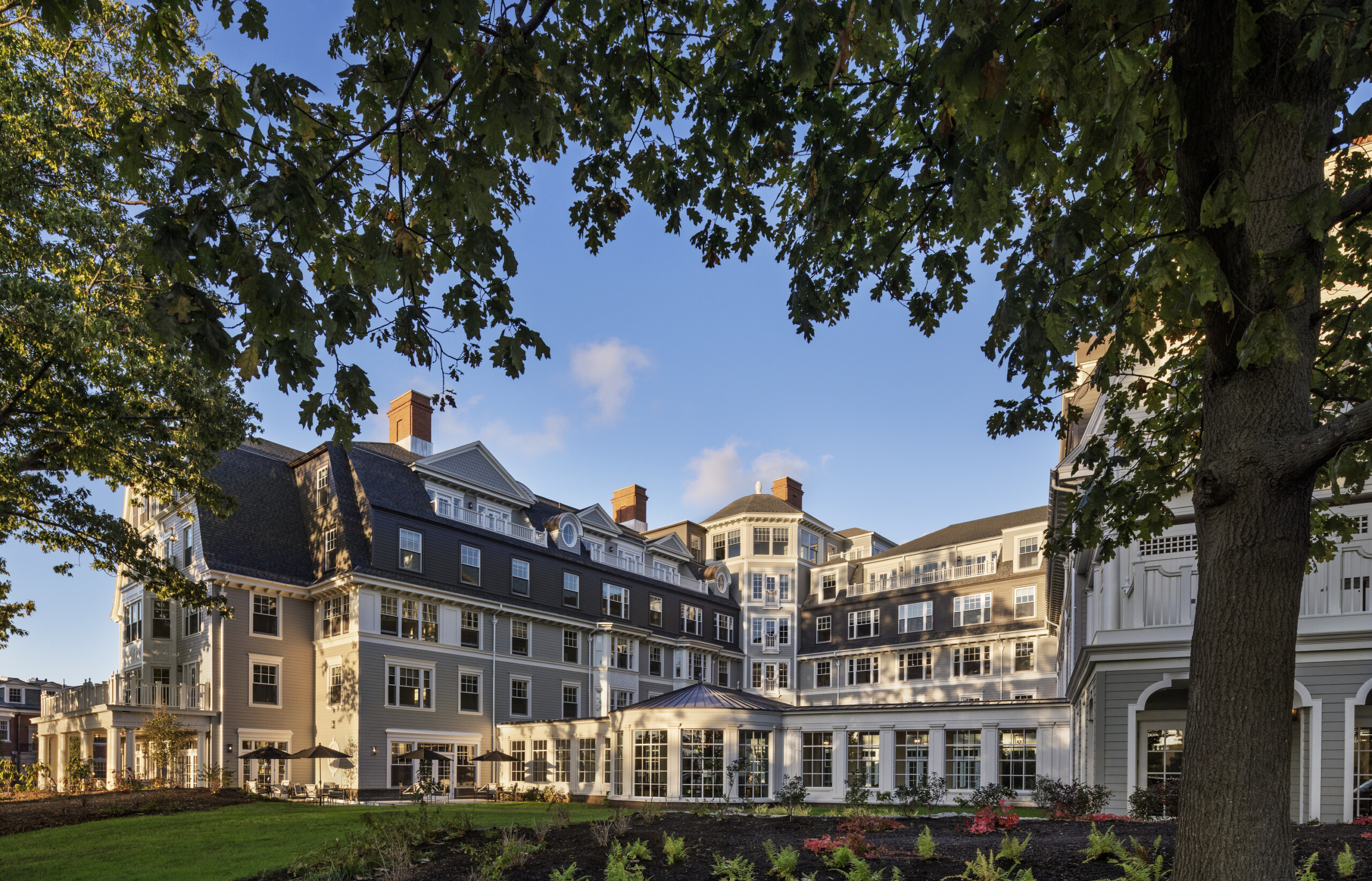 Exterior shot of The Newbury of Brookline Senior Living Facility. Architect: RAMSA Robert A.M....