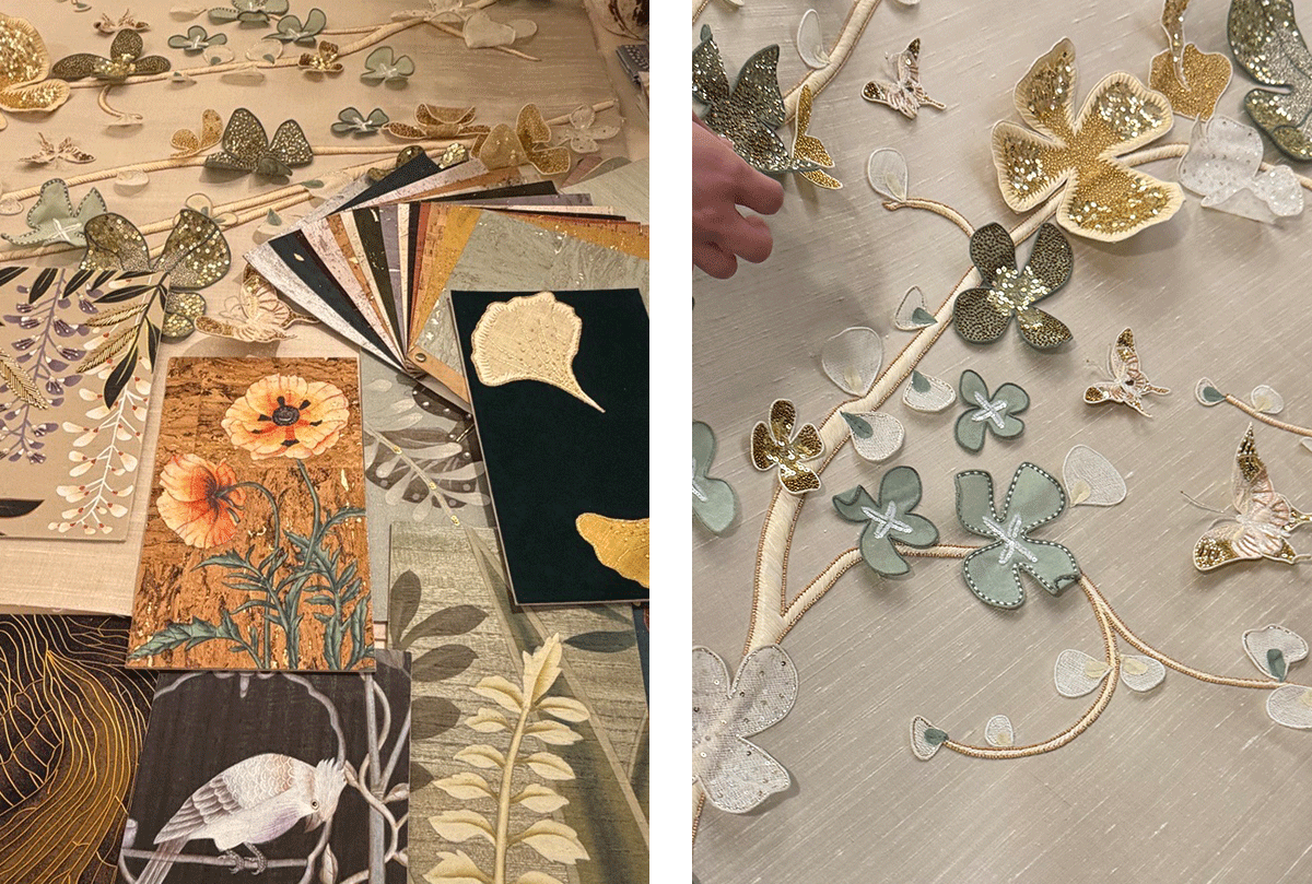 Hand-done embroidery samples from LaLa Curio