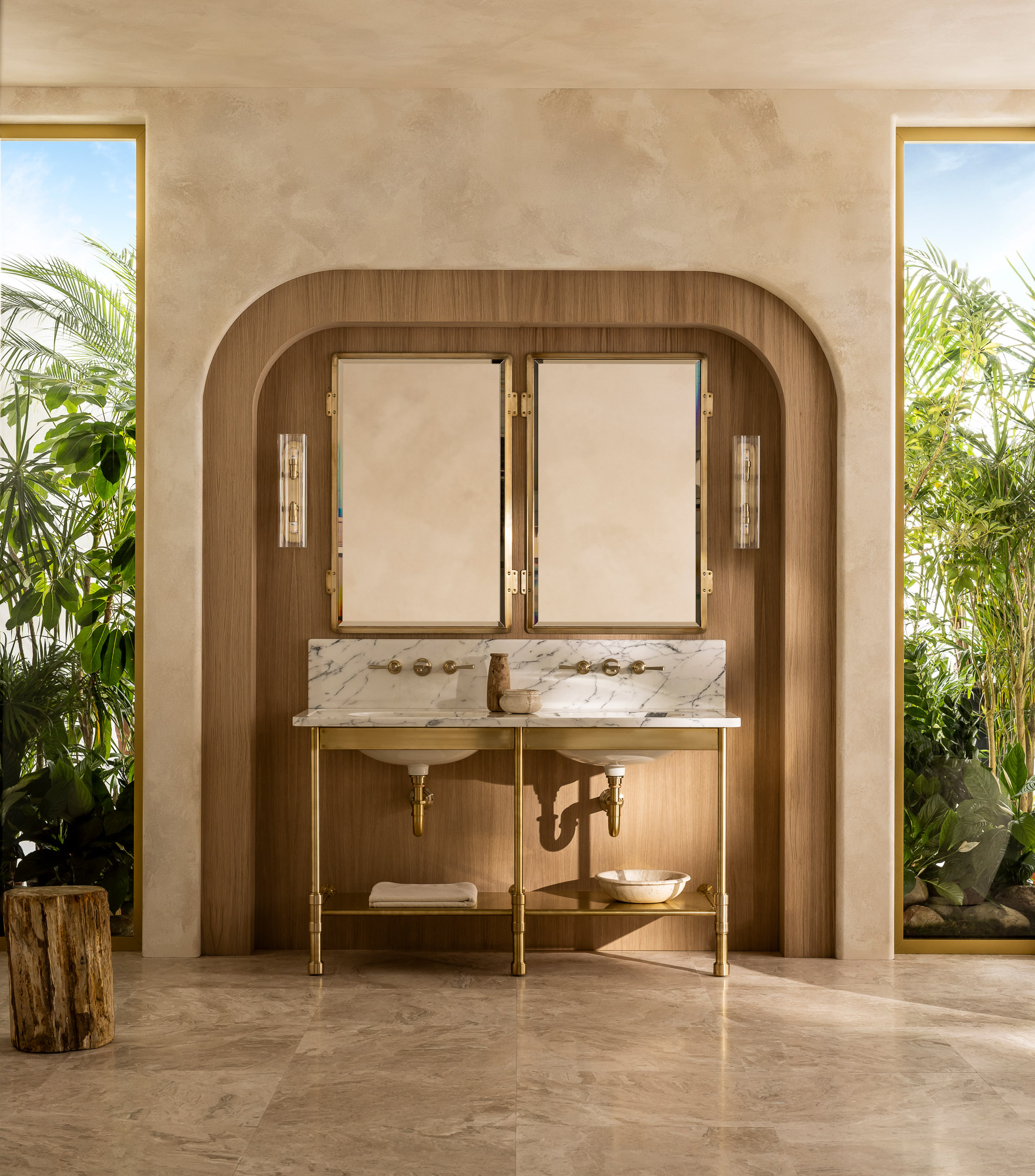 Coastal Oasis bathroom styled for an editorial shoot to showcase the Hudson Collection, a product...