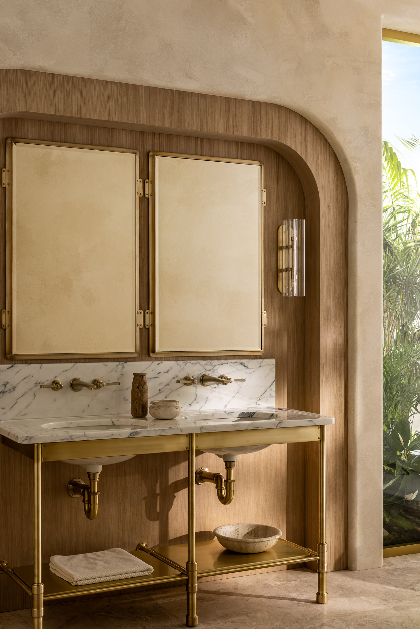 Coastal Oasis bathroom styled for an editorial shoot to showcase the Hudson Collection, a product...