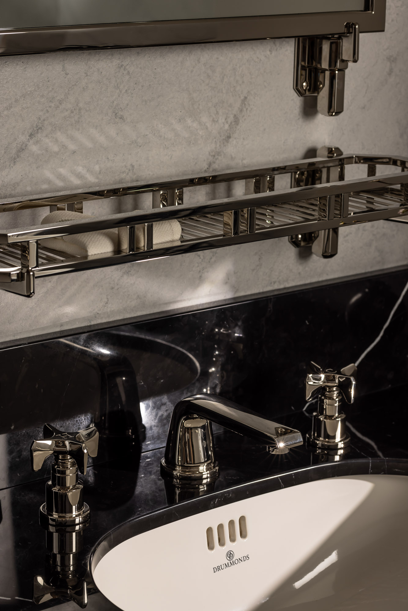 A New York City bathroom styled for an editorial shoot to showcase the Hudson Collection, a product...